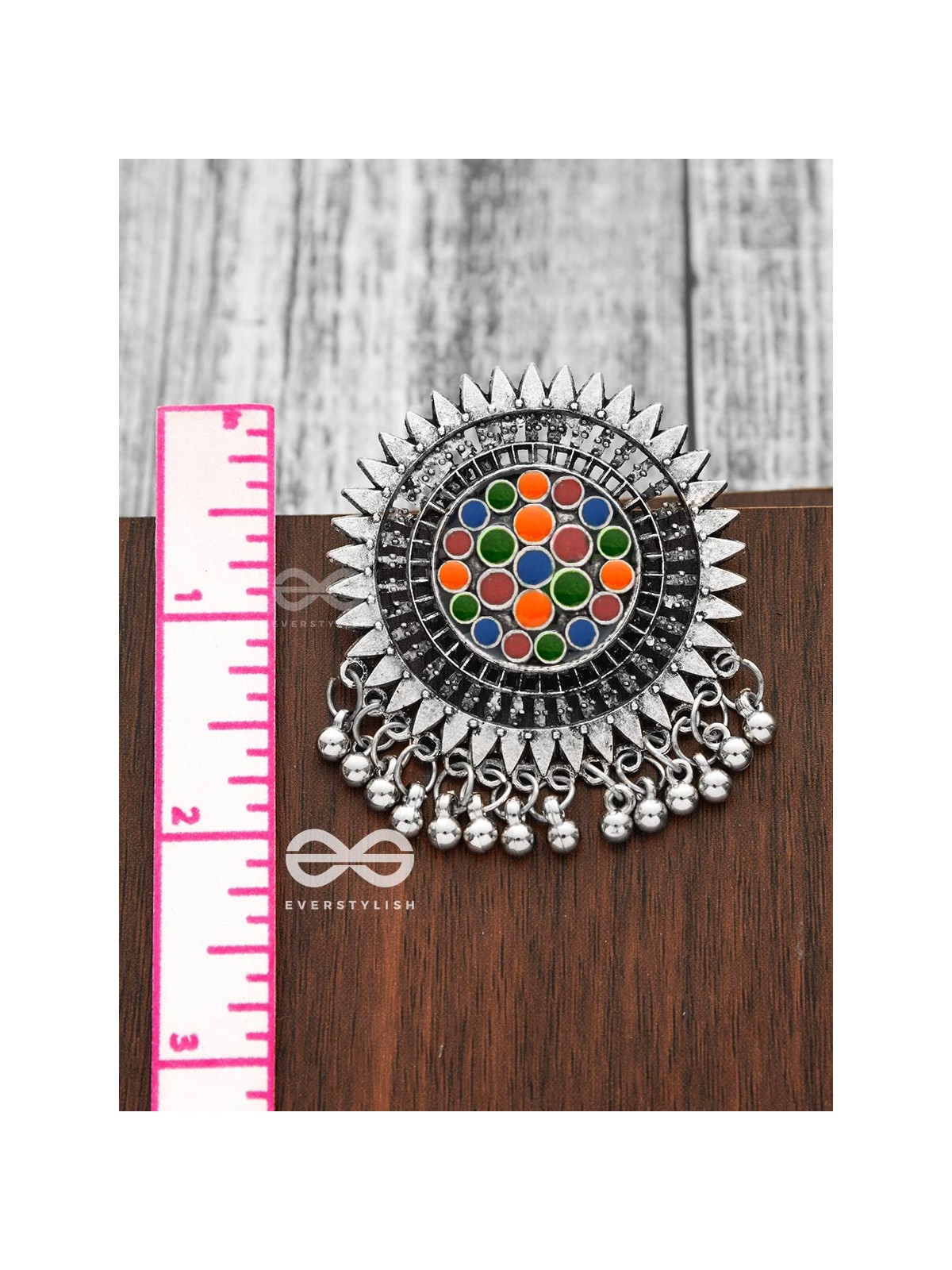 The Bohemian Chic - Meenakari Sun Studs - Oxidised Boho Collection