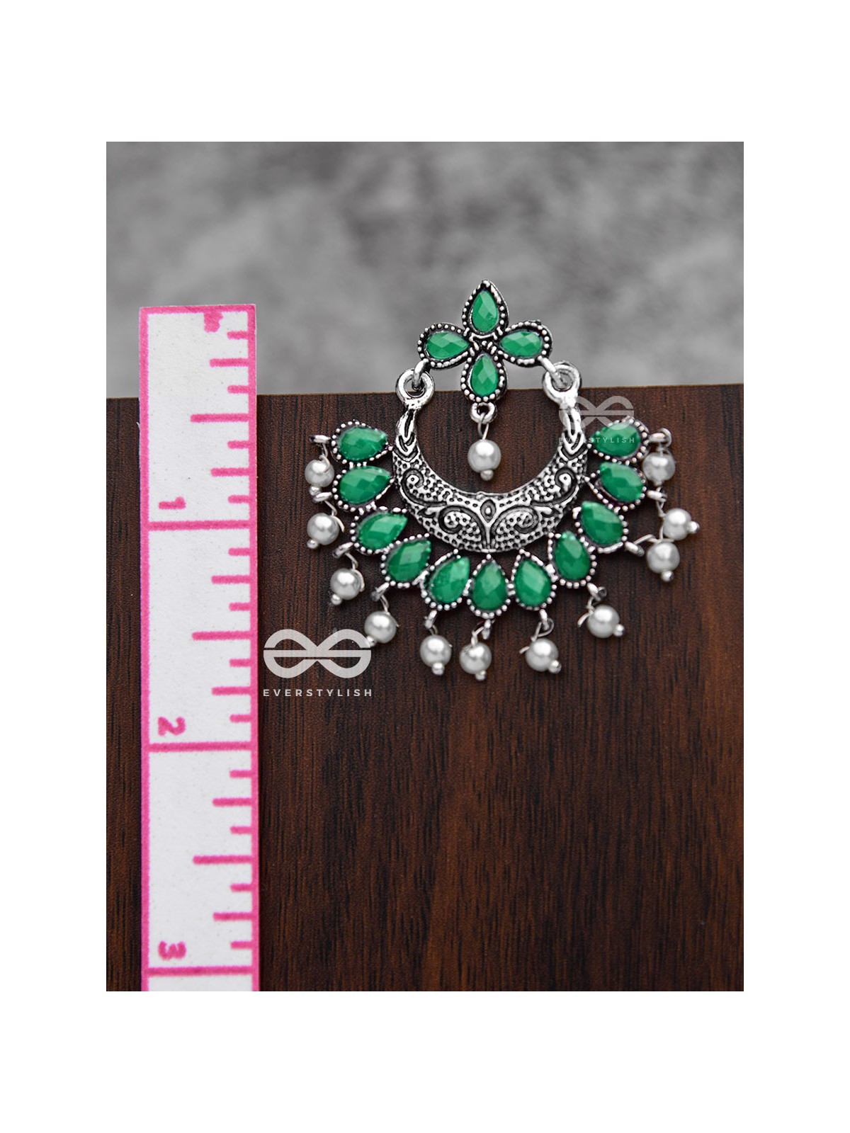 The Elegance of Royalty(Emerald Green)- Embellished Oxidised Earrings