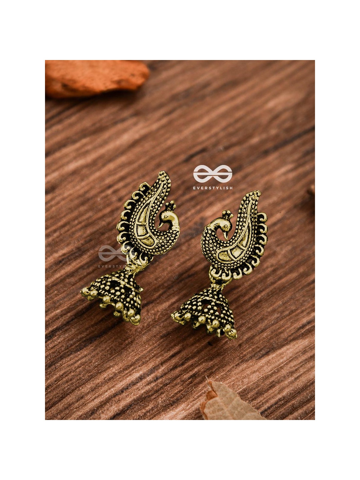 The Little Motif Peacock Jhumki (Golden) - Tiny Trinket Earrings