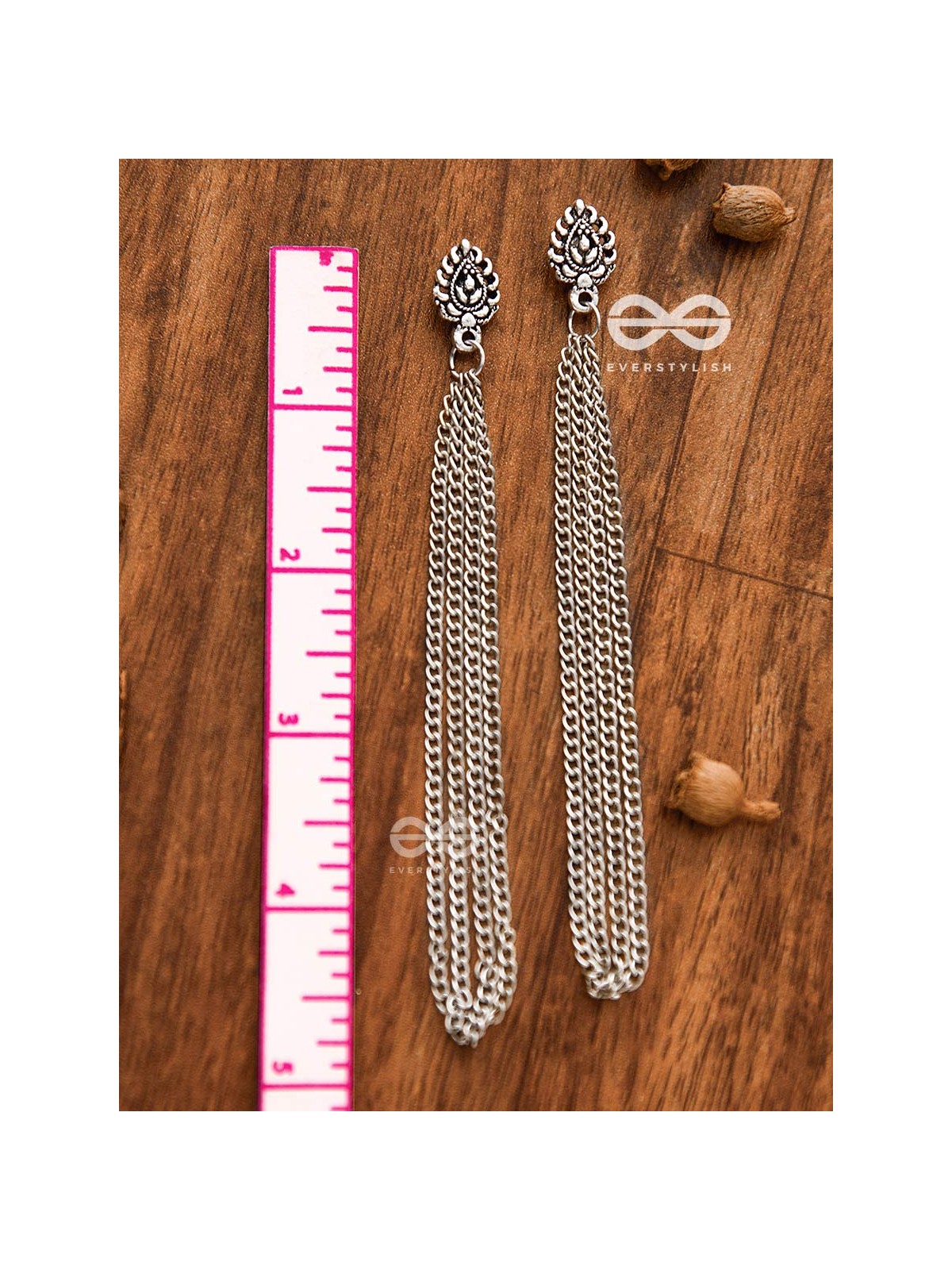 The Intricate Leaf - Chain-Tasseled Boho Earrings