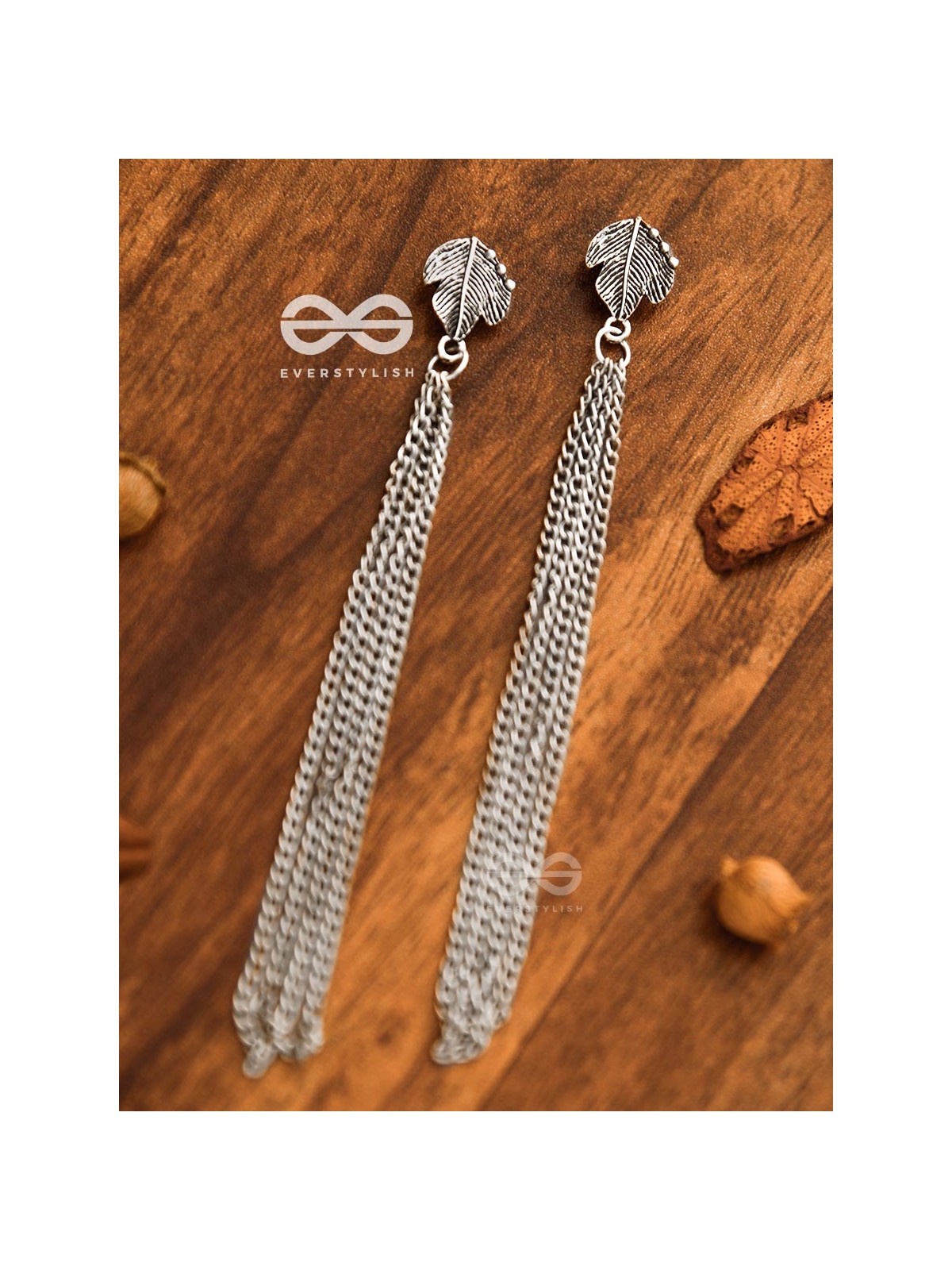 The Winter Leaf - Chain-Tasseled Boho Earrings