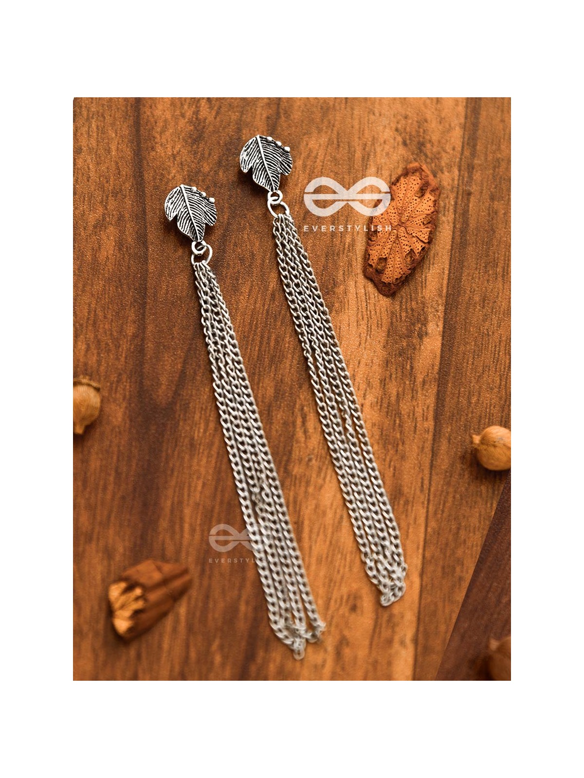 The Winter Leaf - Chain-Tasseled Boho Earrings