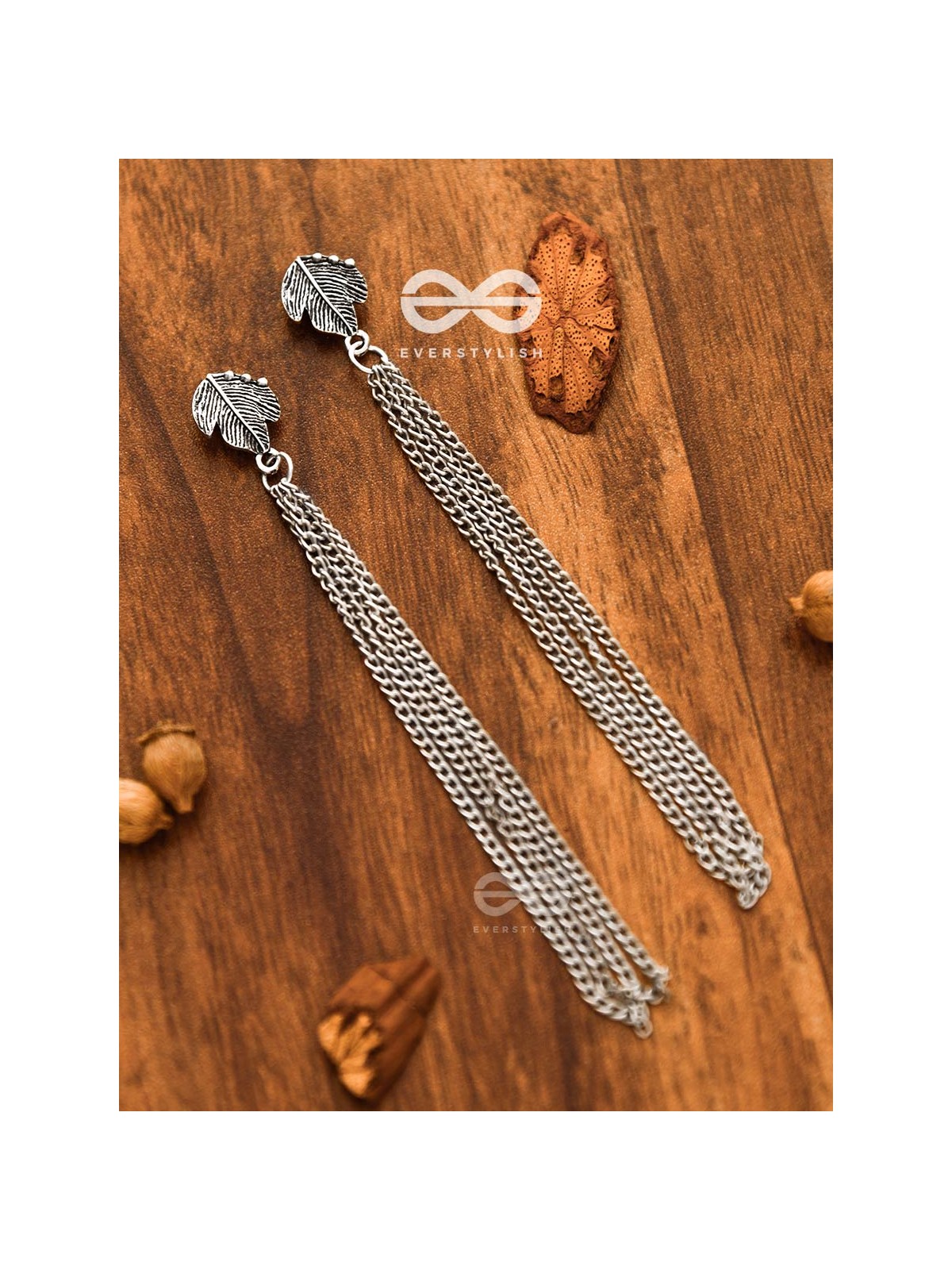 The Winter Leaf - Chain-Tasseled Boho Earrings