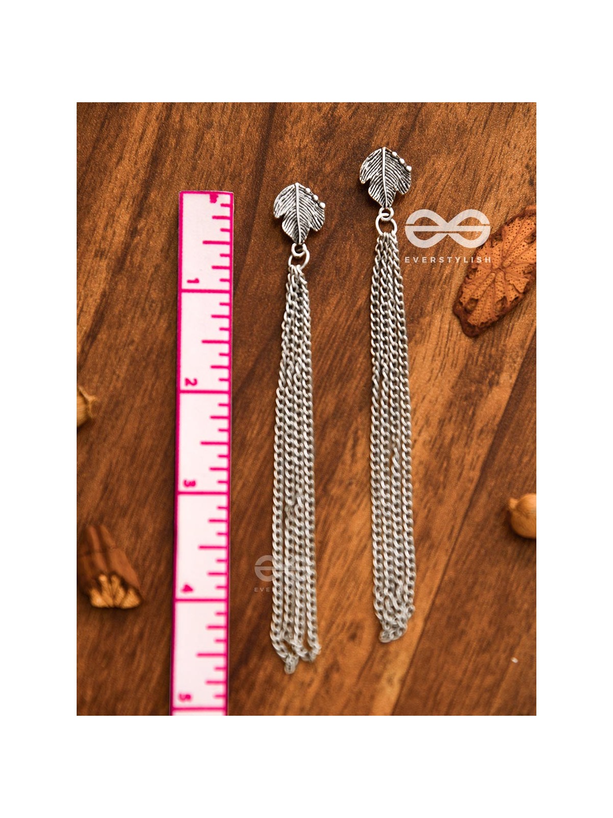 The Winter Leaf - Chain-Tasseled Boho Earrings