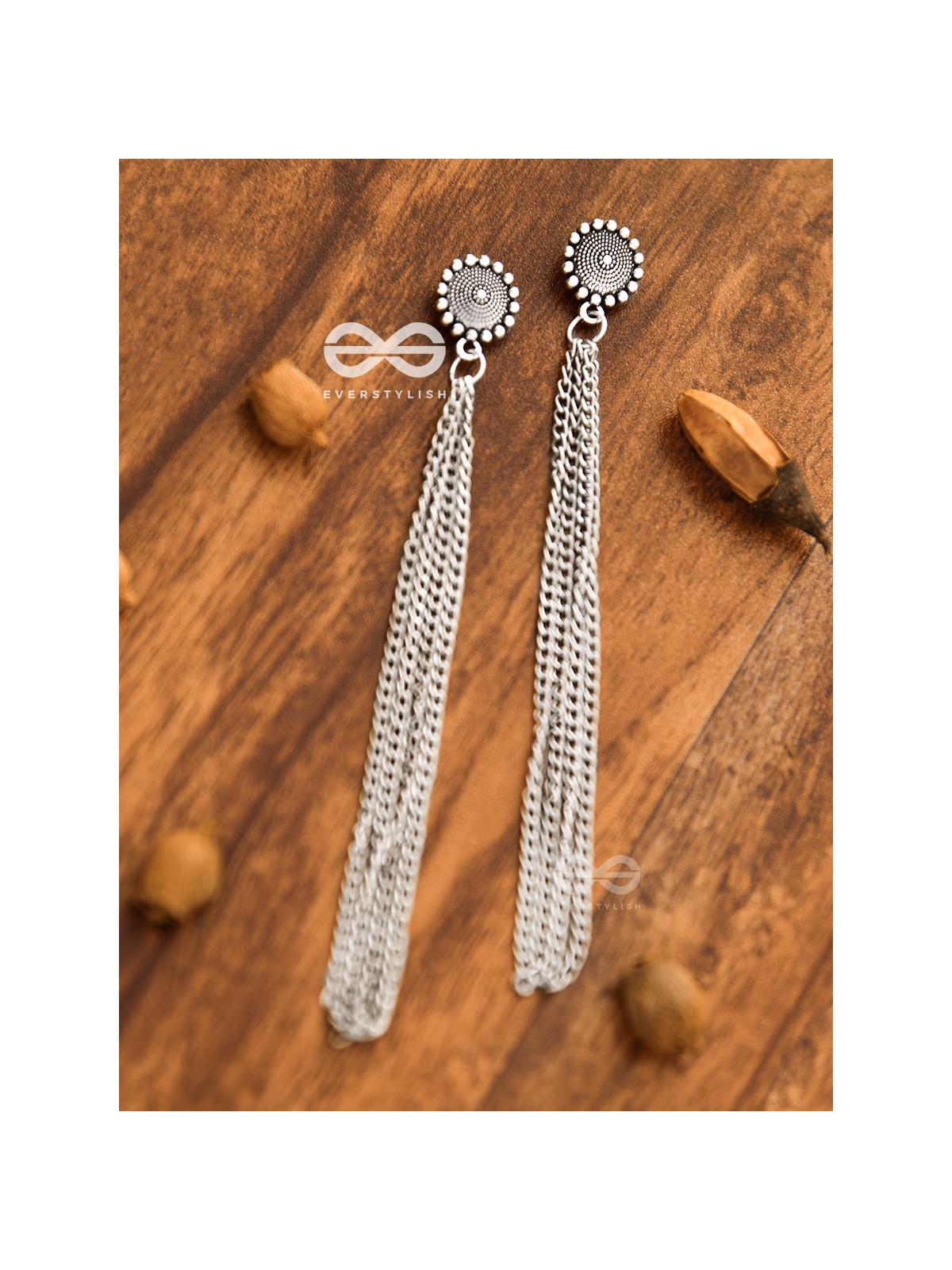 The Intricate Circles - Chain-Tasseled Boho Earrings