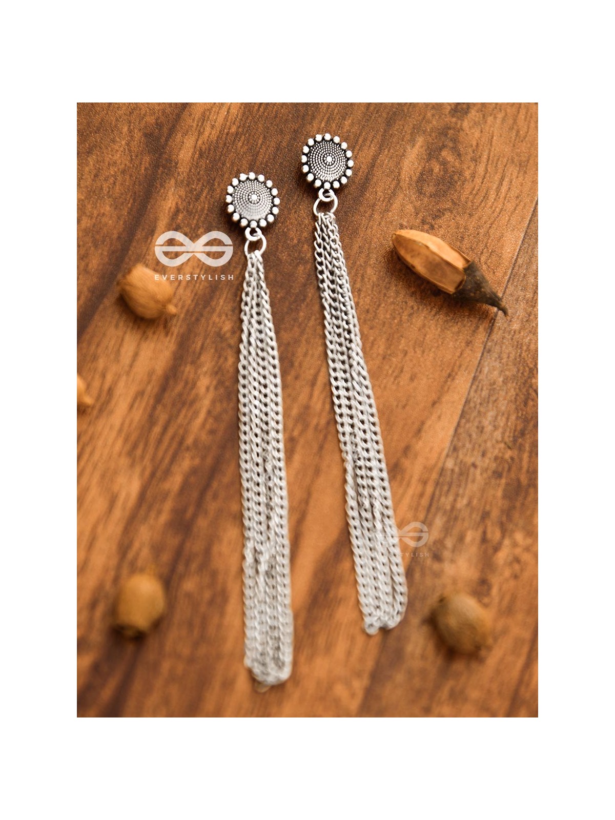 The Intricate Circles - Chain-Tasseled Boho Earrings