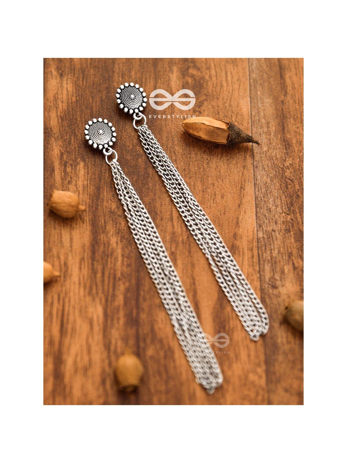 The Intricate Circles - Chain-Tasseled Boho Earrings