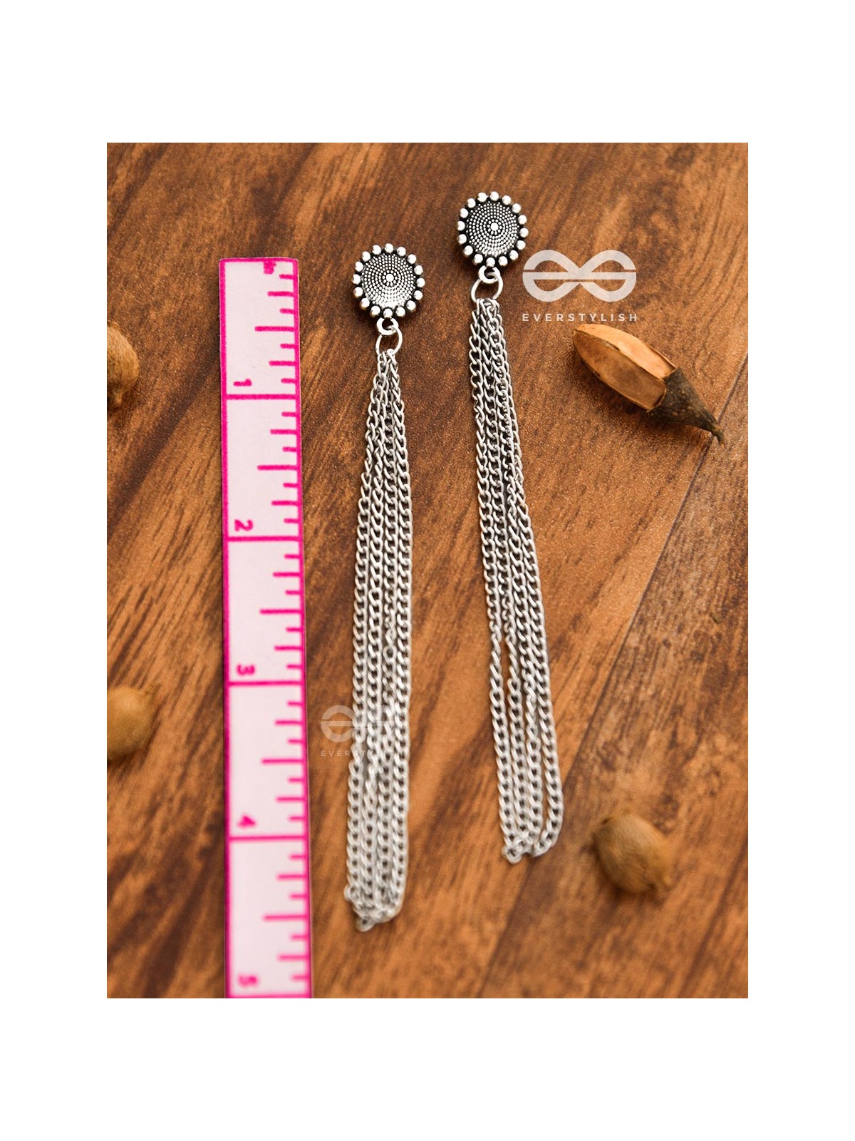 The Intricate Circles - Chain-Tasseled Boho Earrings