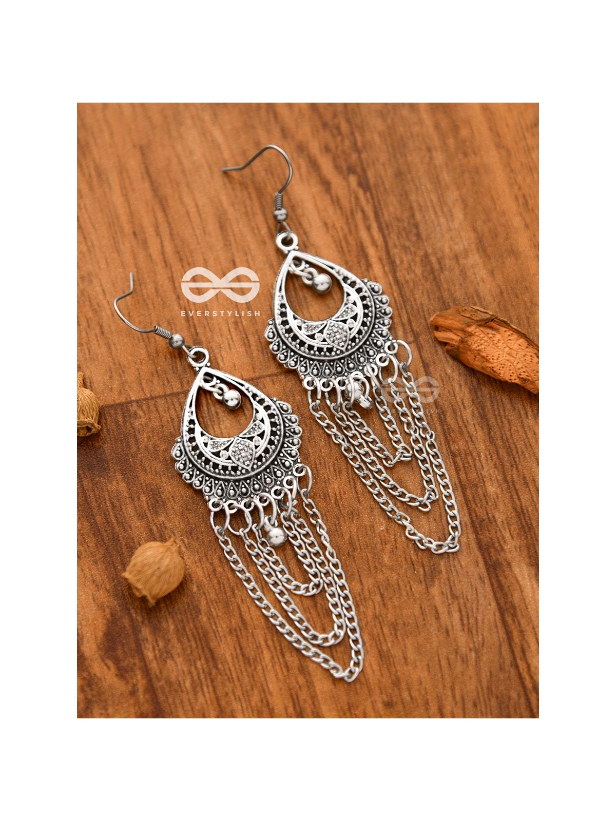 The Vintage Chained Motifs - Oxidised Boho Earrings
