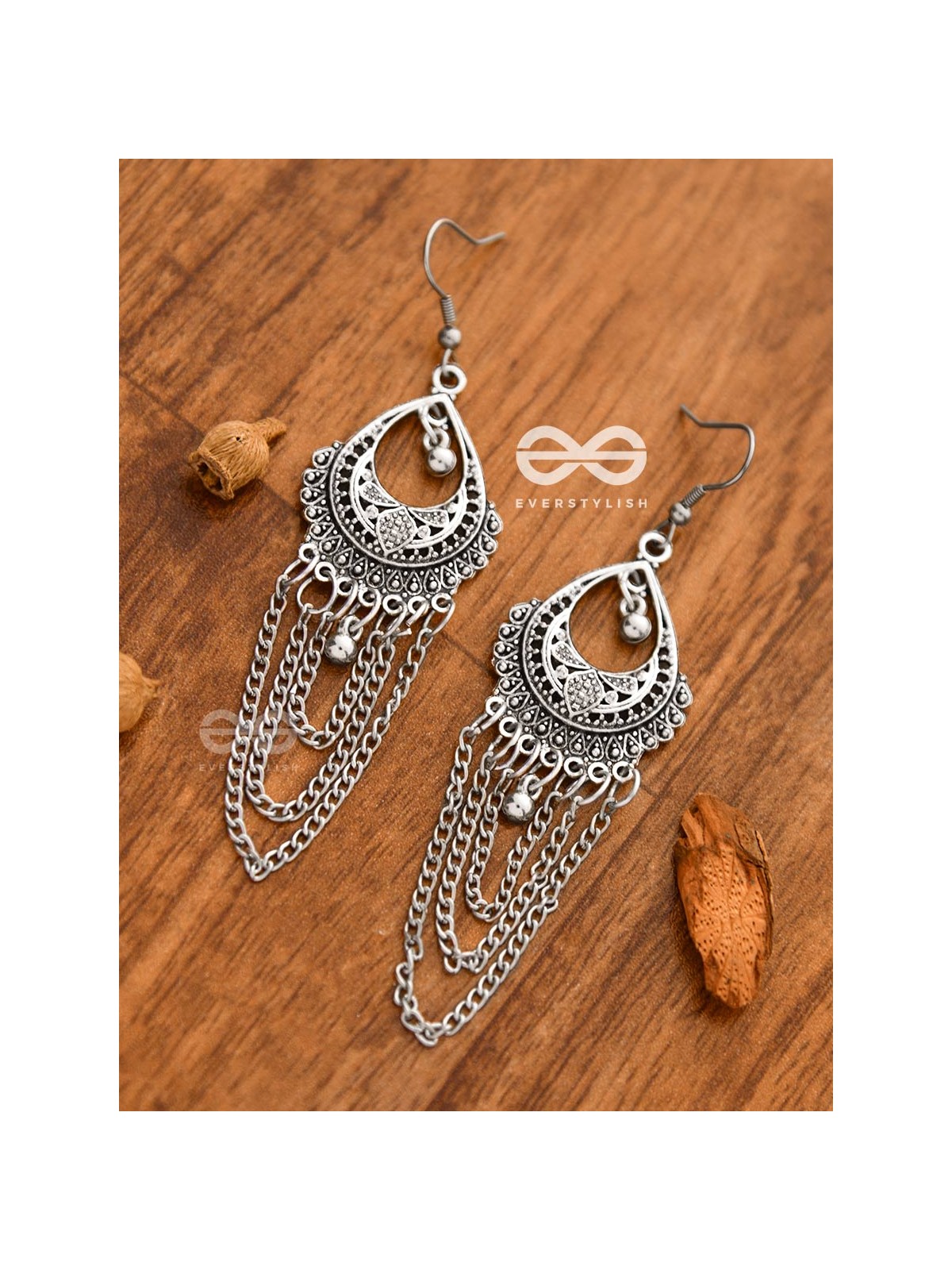 The Vintage Chained Motifs - Oxidised Boho Earrings