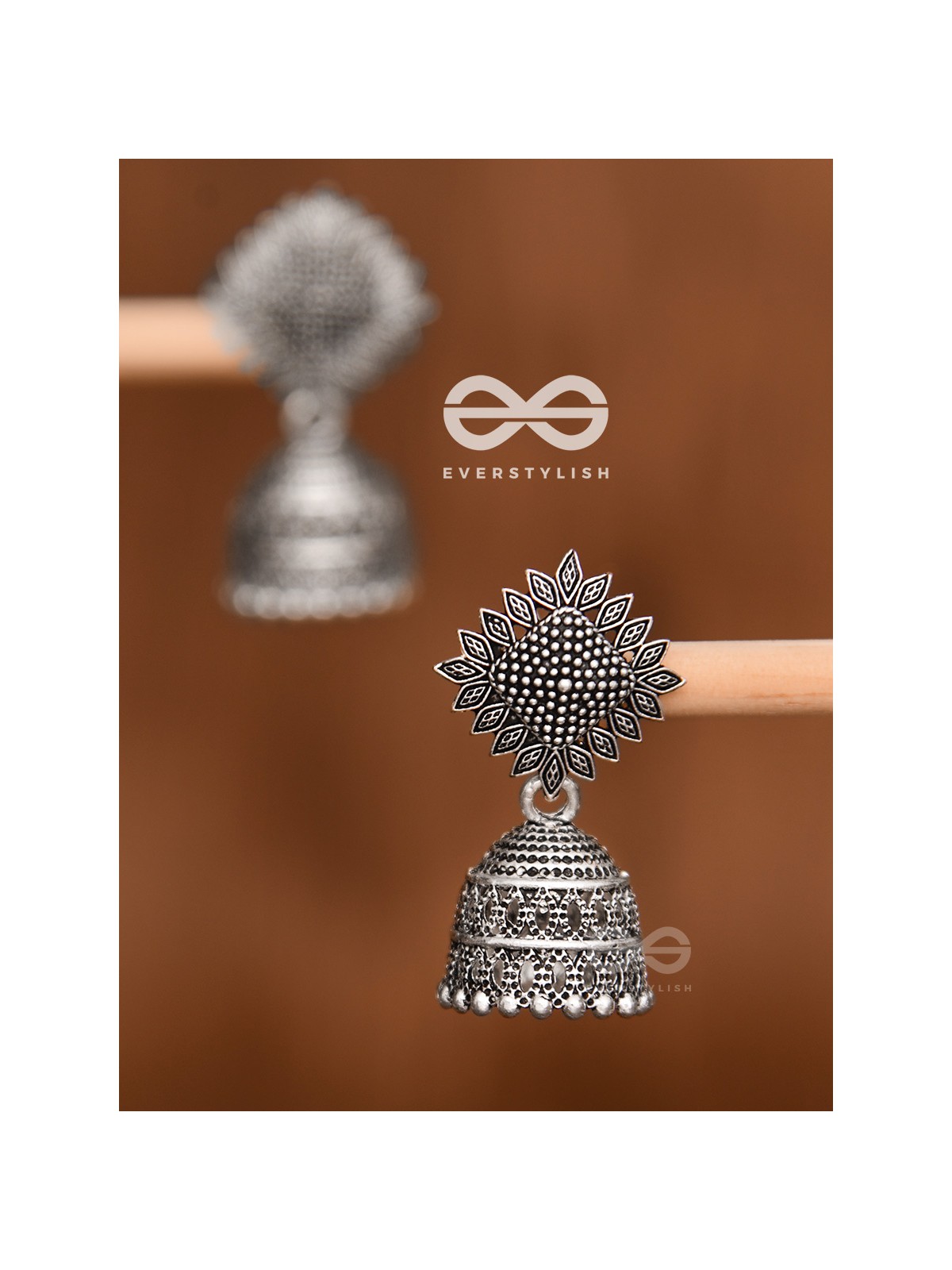The Little Fern Jhumkis - Oxidised Boho Earrings