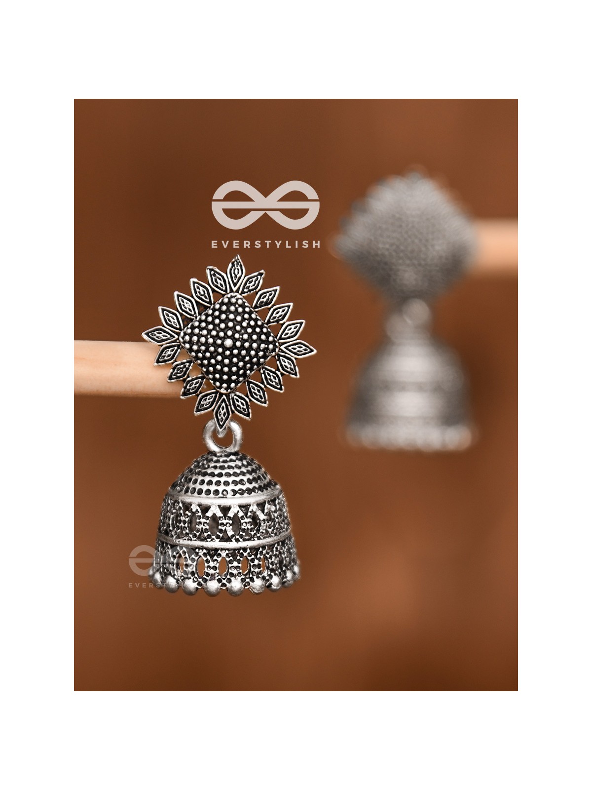 The Little Fern Jhumkis - Oxidised Boho Earrings