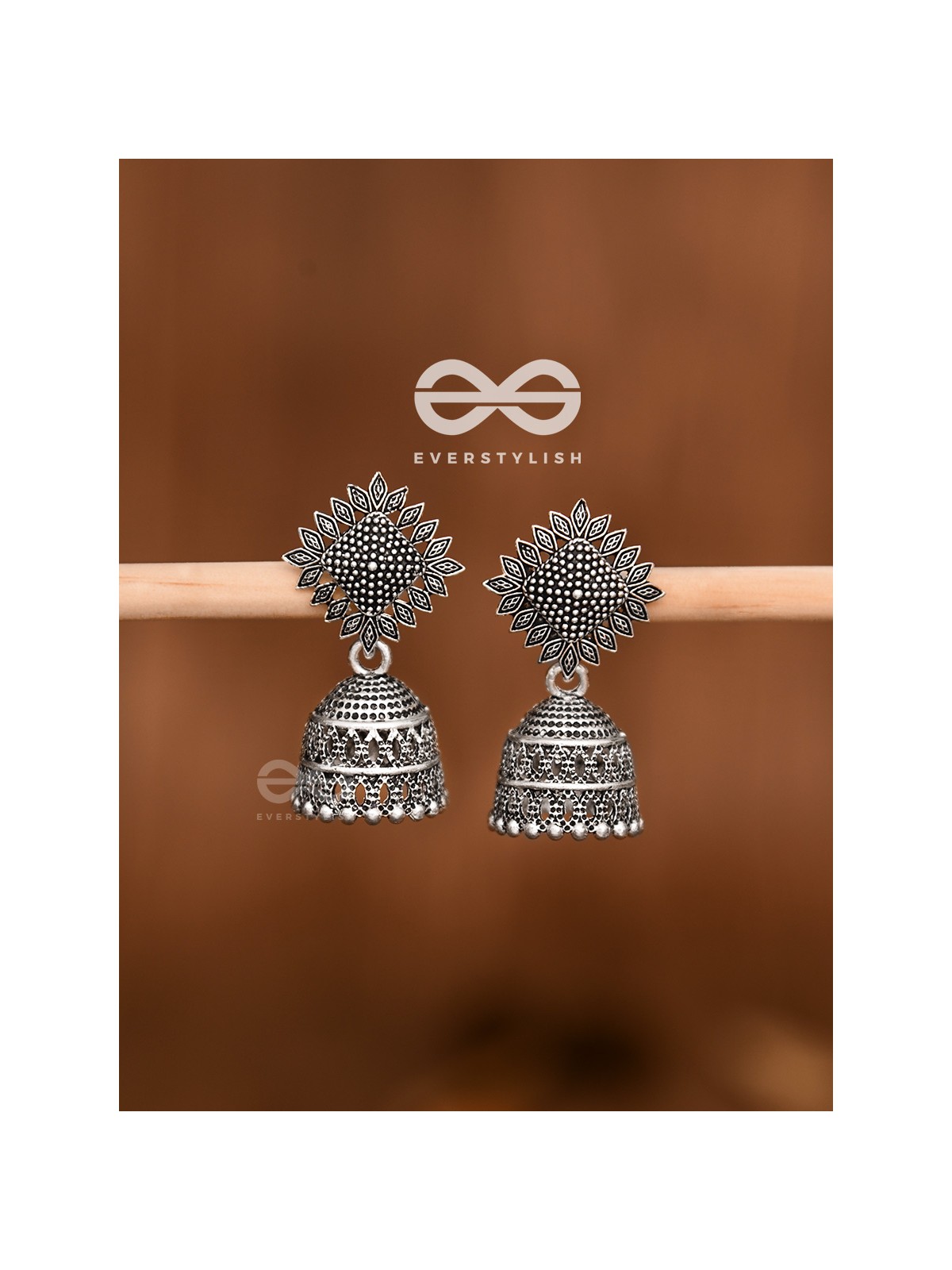 The Little Fern Jhumkis - Oxidised Boho Earrings