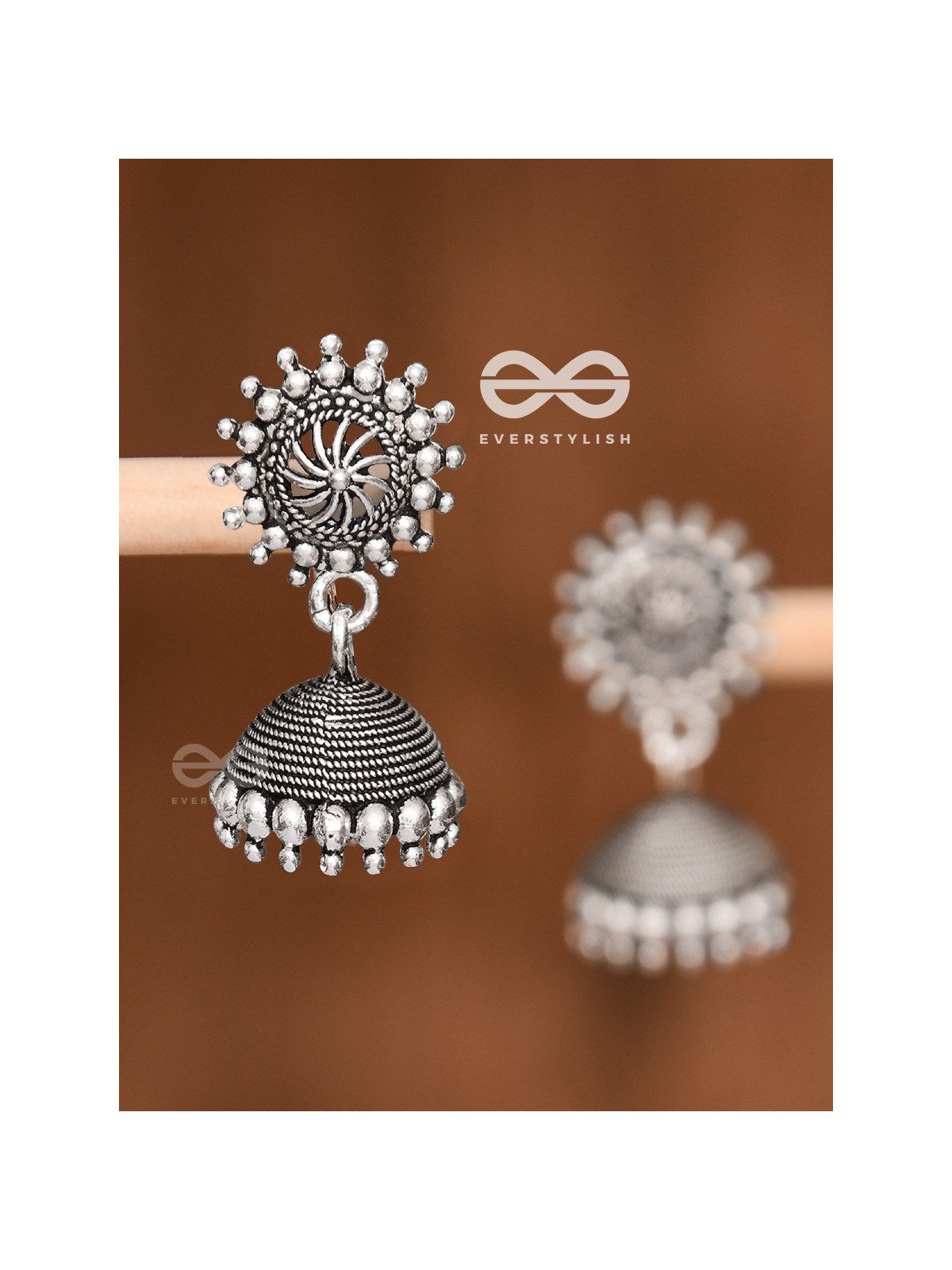 The Little Chakra Jhumkis - Oxidised Boho Earrings