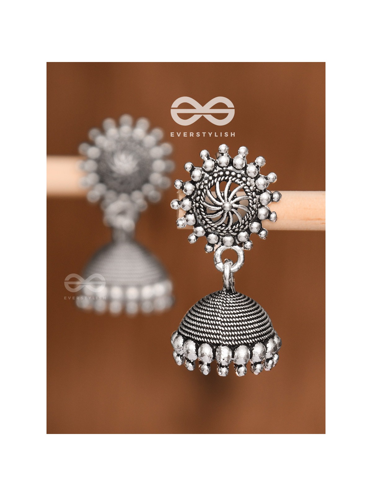 The Little Chakra Jhumkis - Oxidised Boho Earrings