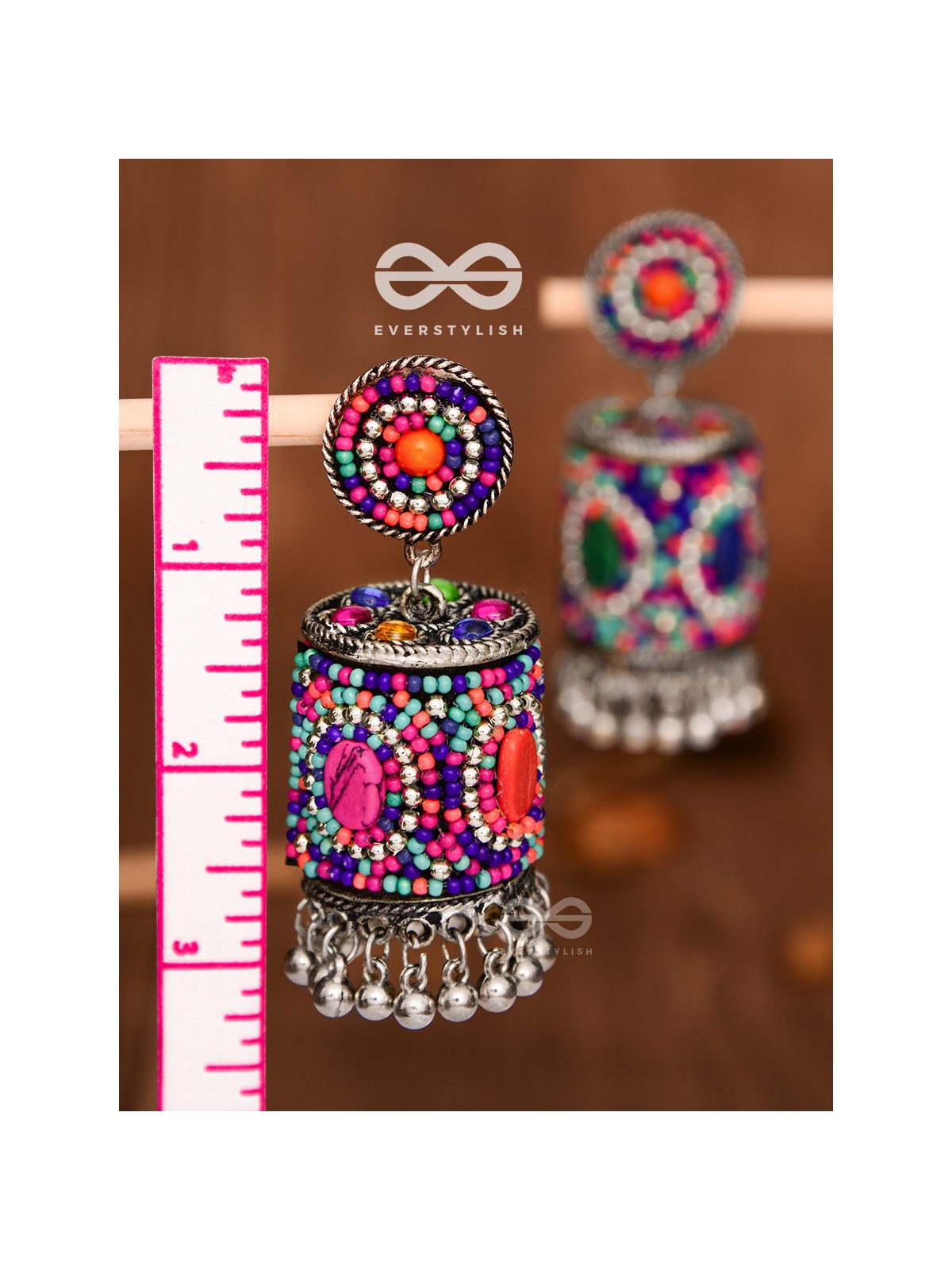 The Magnetic Attention Getters (Multicoloured) - Embroidered Boho Jhumkas