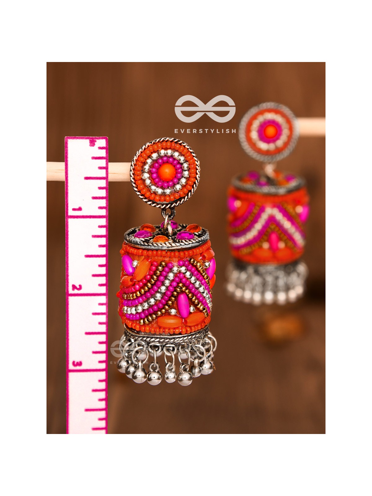 The Magnetic Attention Getters (Pink) - Embroidered Boho Jhumkas