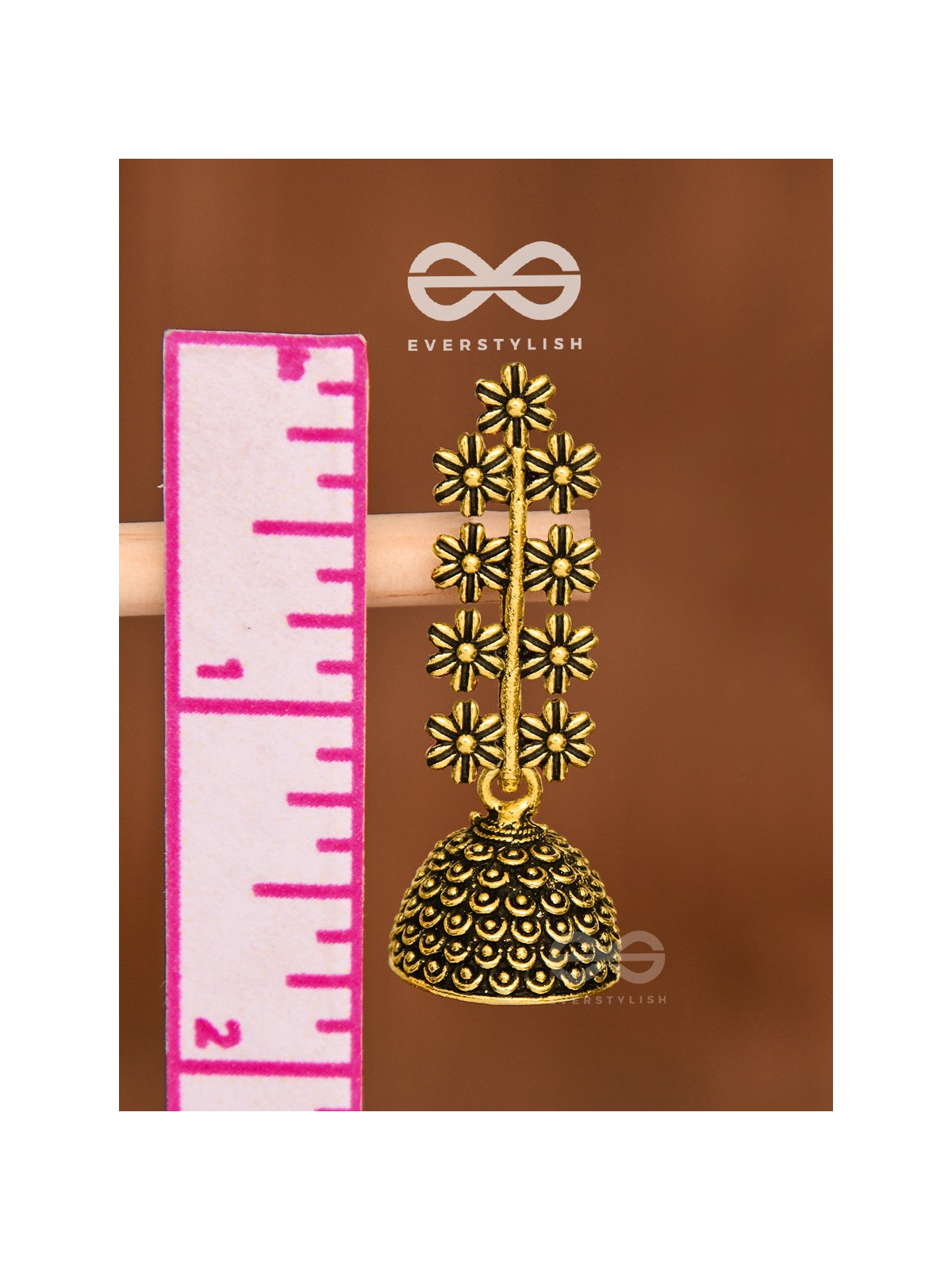 The Floral Branch Jhumkis (Golden) - Tiny Trinket Earrings