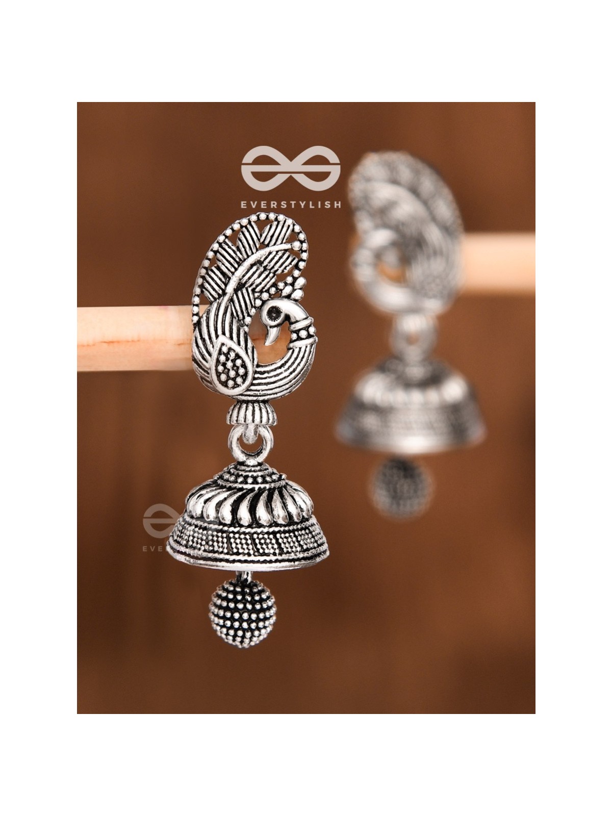 The Little Elegant Peacock Bell Jhumkis - Tiny Trinket Earrings