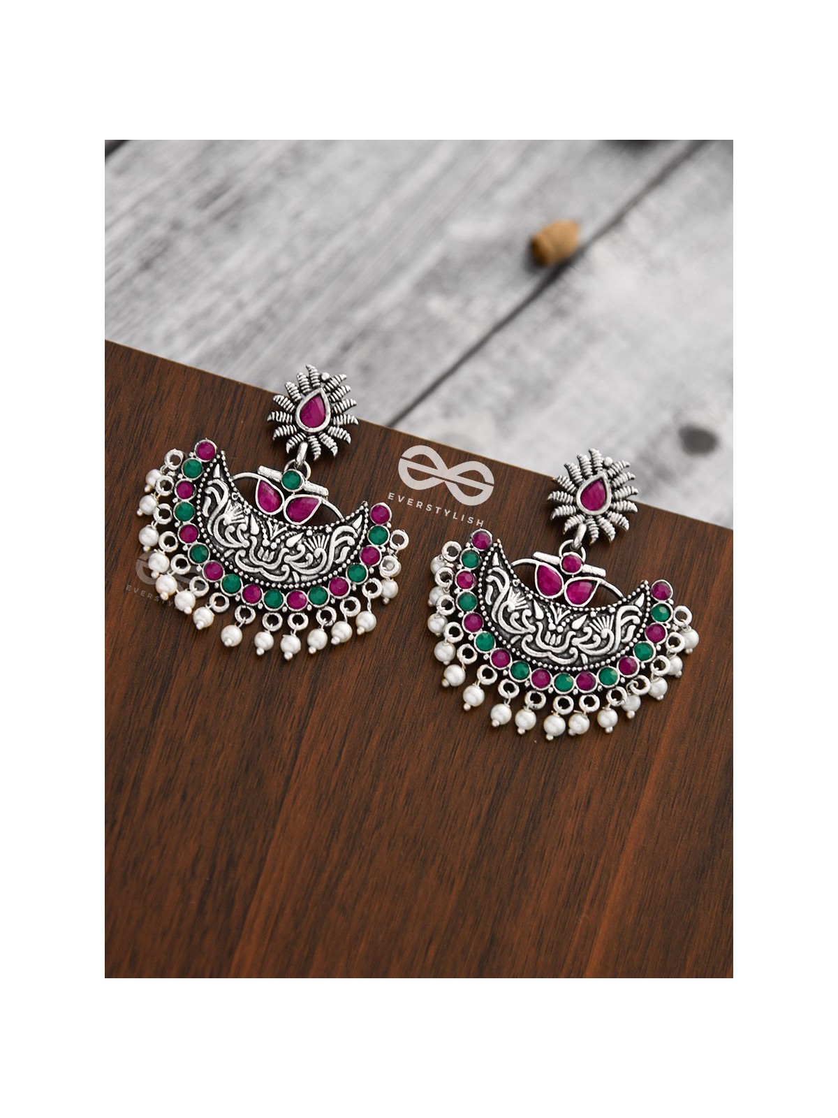 The Bohemian Elegance (Ruby Emerald) - Embellished Oxidised Collection