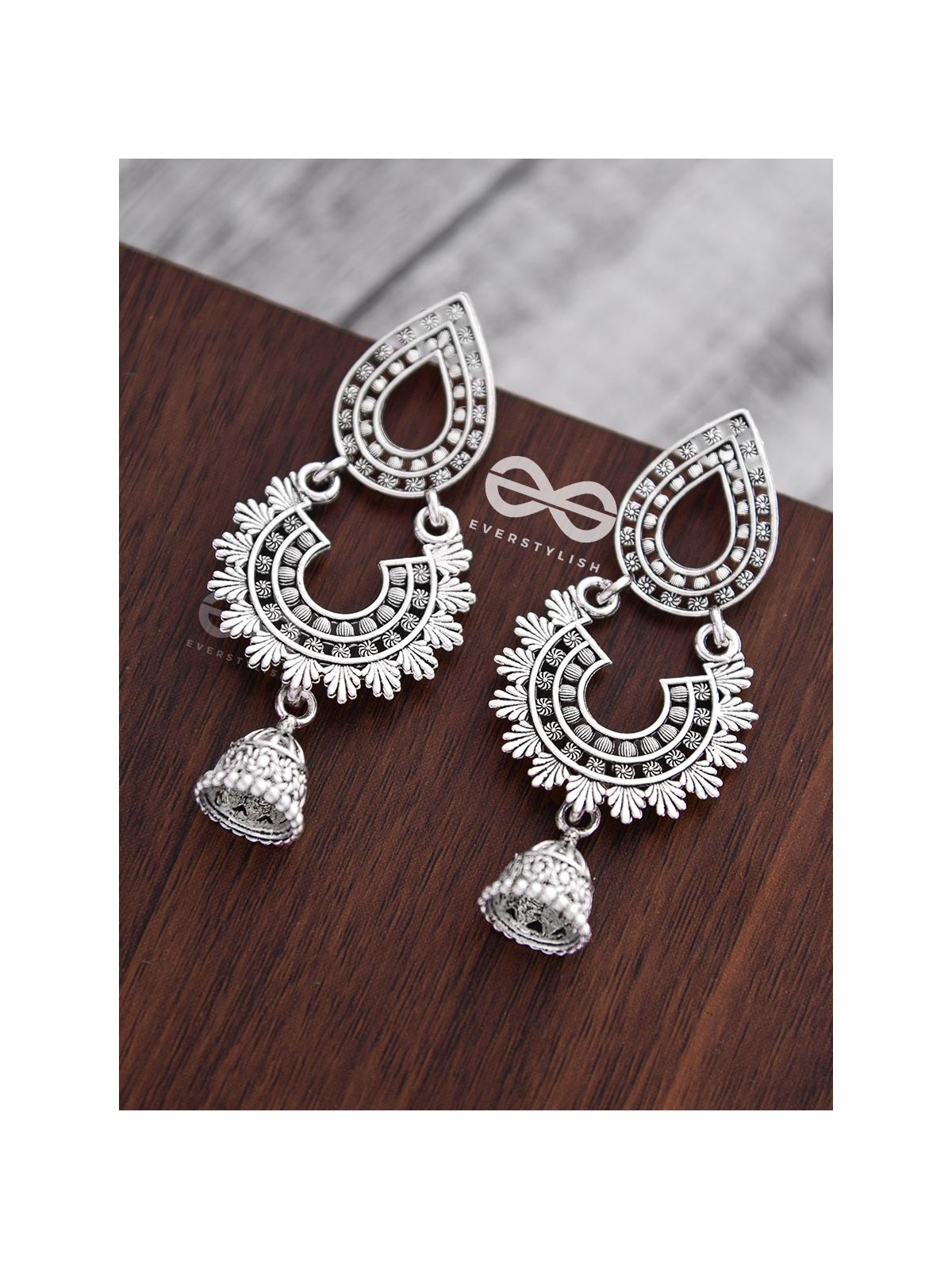 The Multilayered Intricate Danglers - Oxidised Boho Earrings