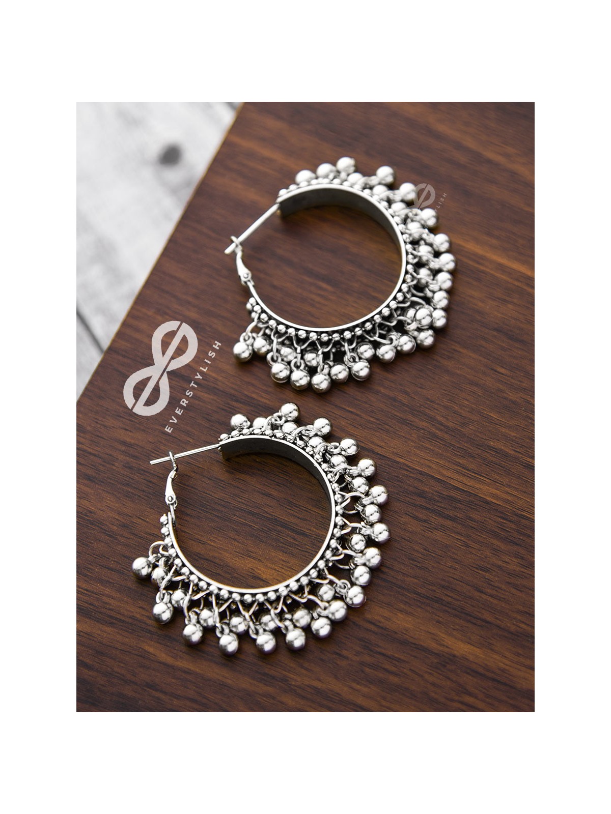 The Playful Elegance - Boho Hoop Earrings (Silver)