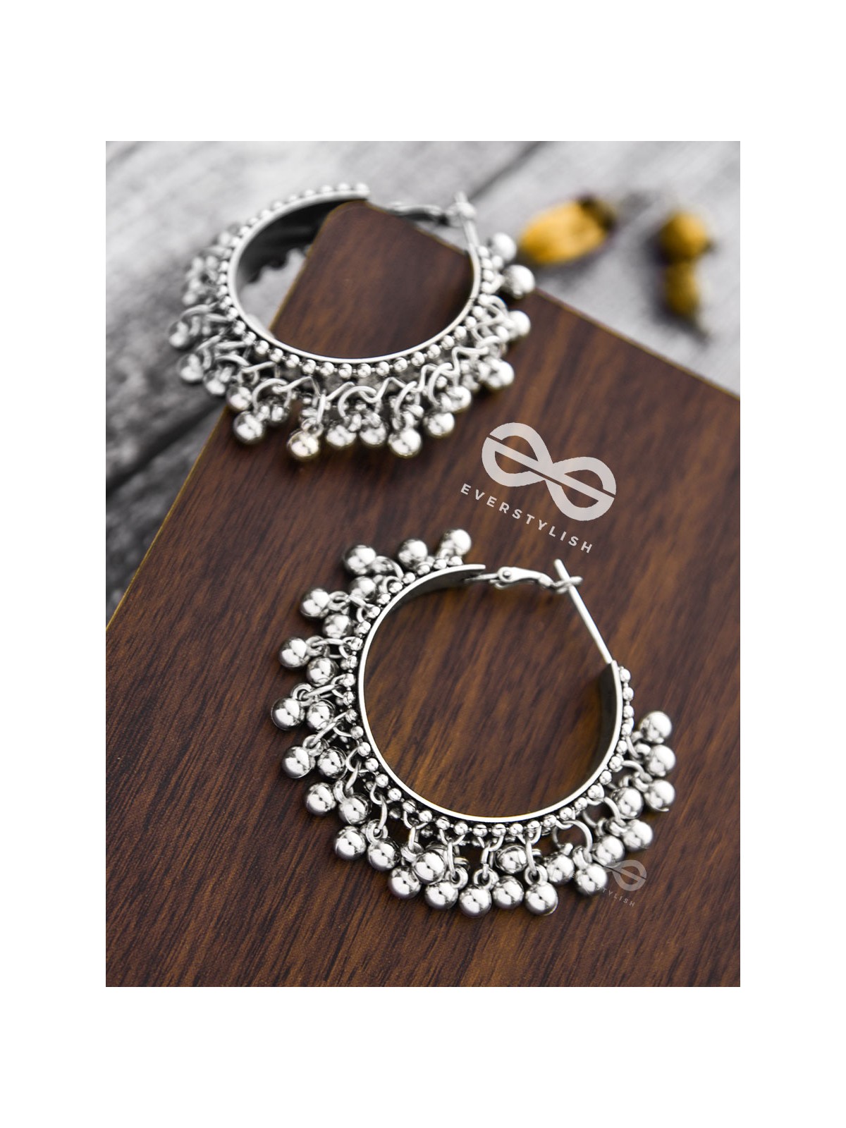 The Playful Elegance - Boho Hoop Earrings (Silver)