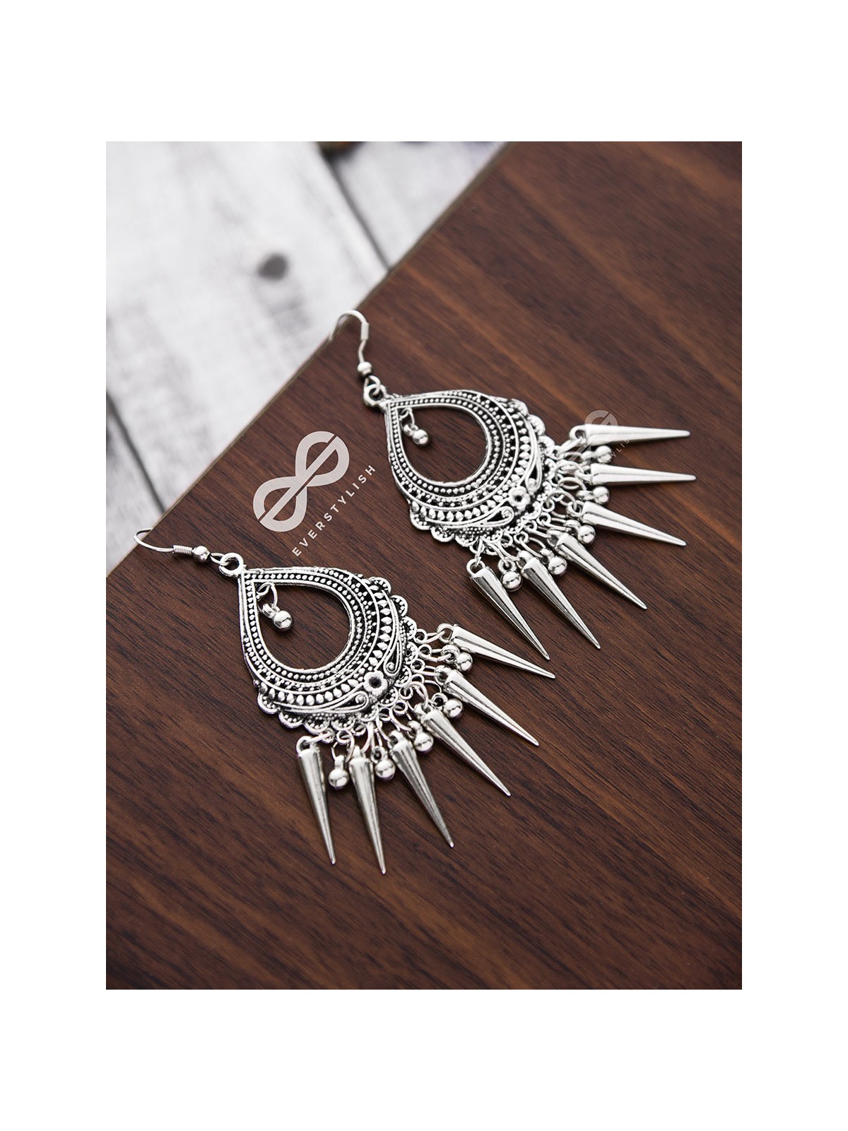 The Vintage Motif Ferns - Oxidised Boho Earrings