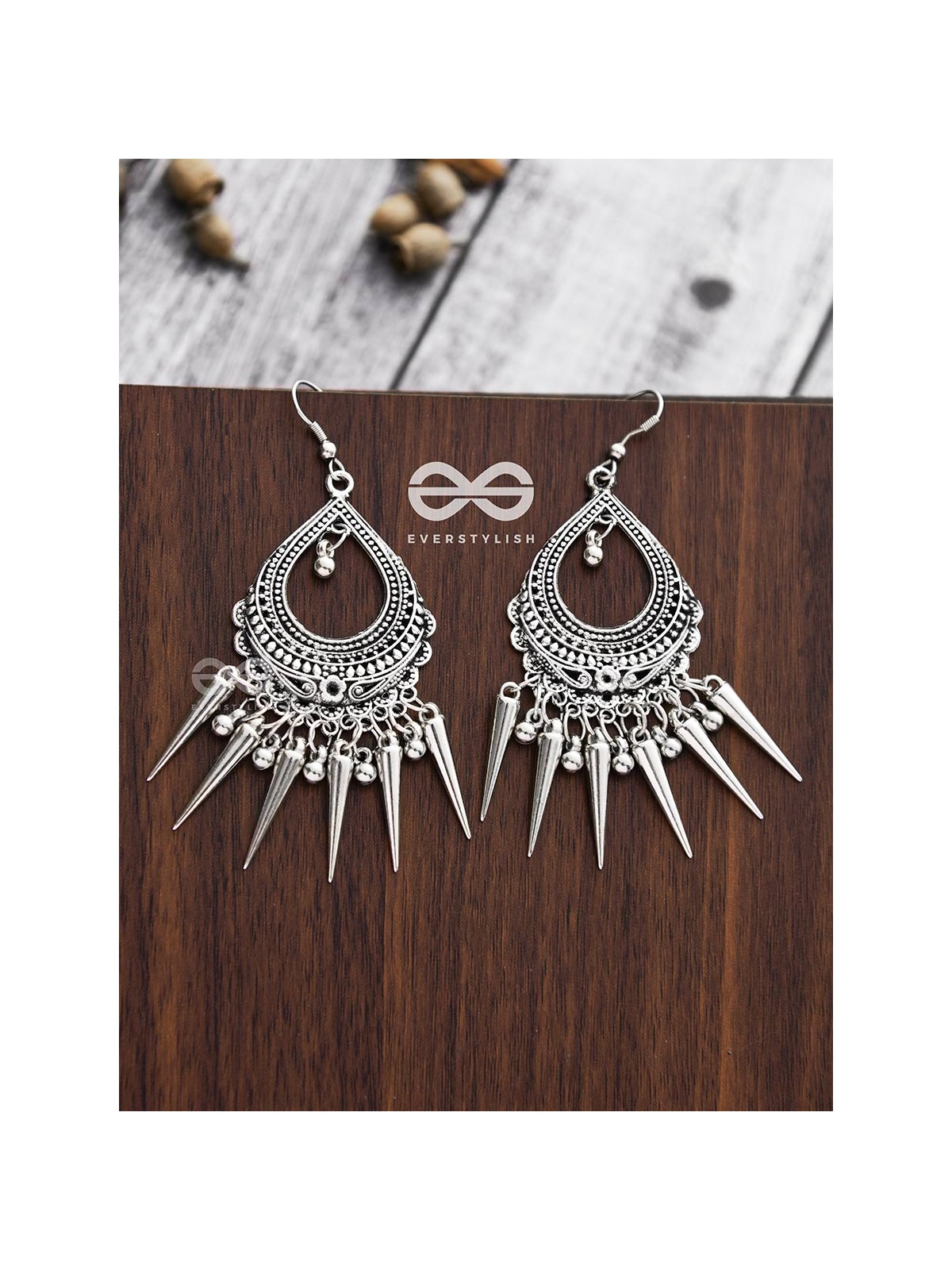 The Vintage Motif Ferns - Oxidised Boho Earrings