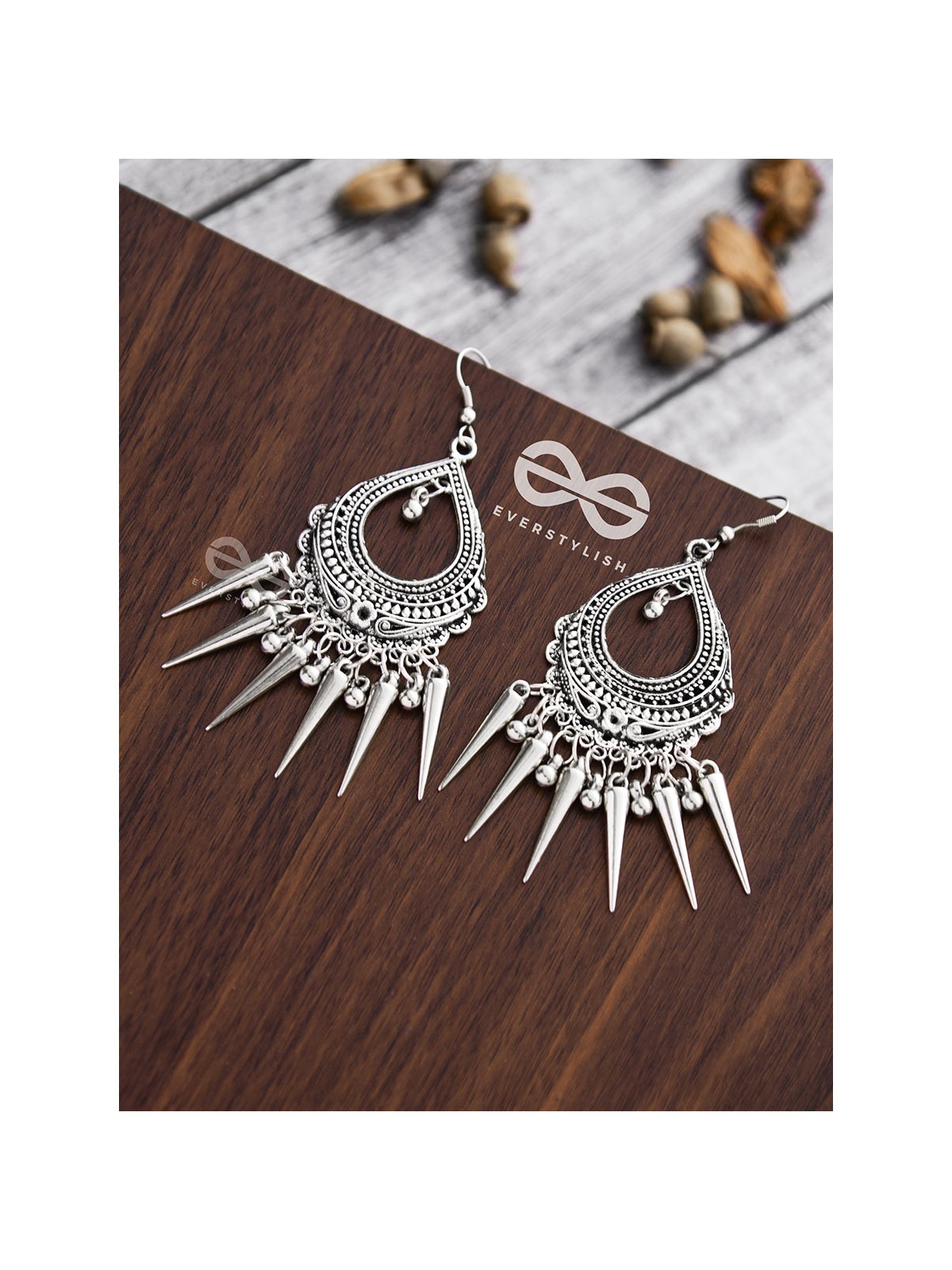 The Vintage Motif Ferns - Oxidised Boho Earrings