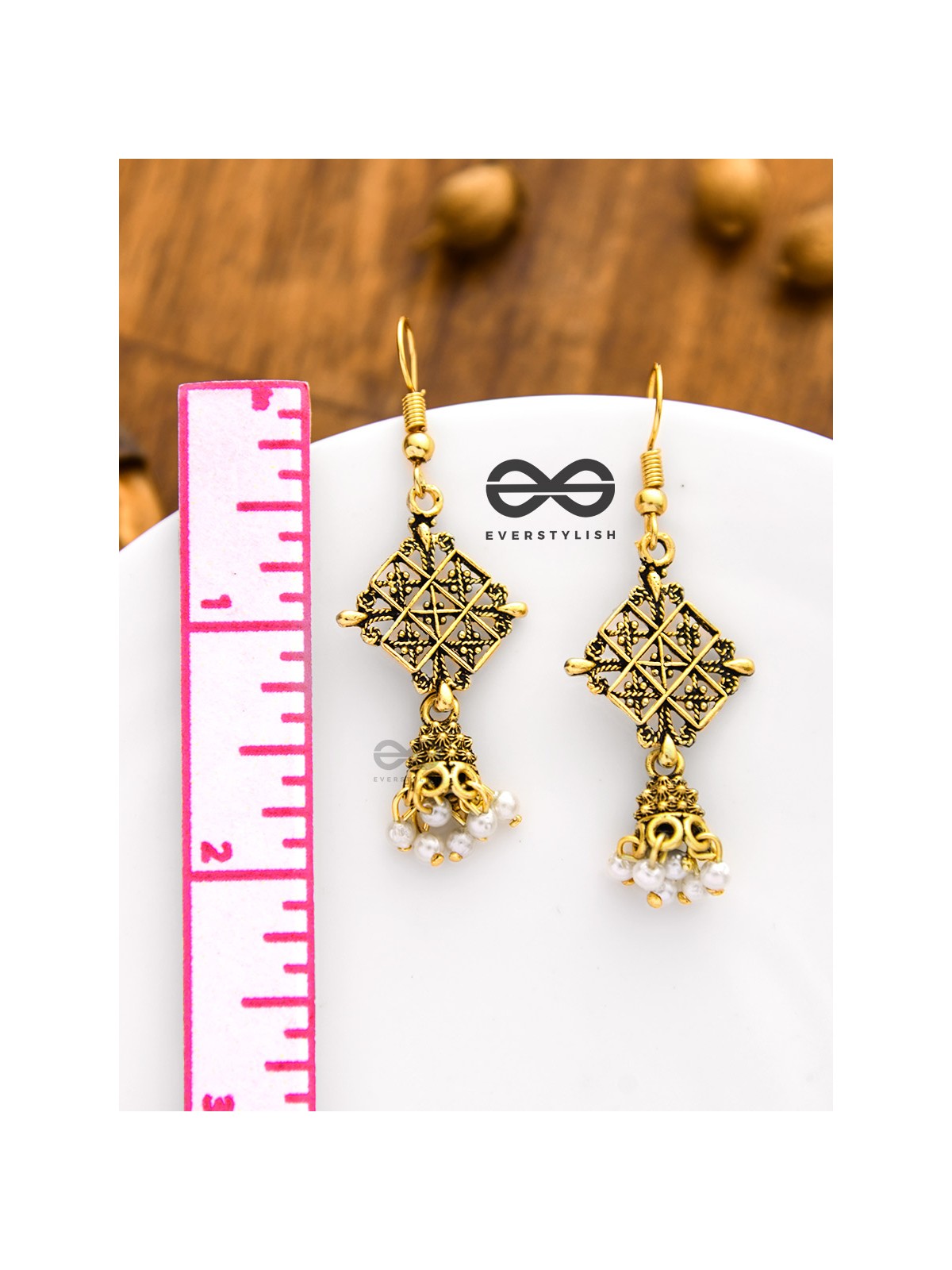 The Tiny Golden Square Artsy Jhumkis