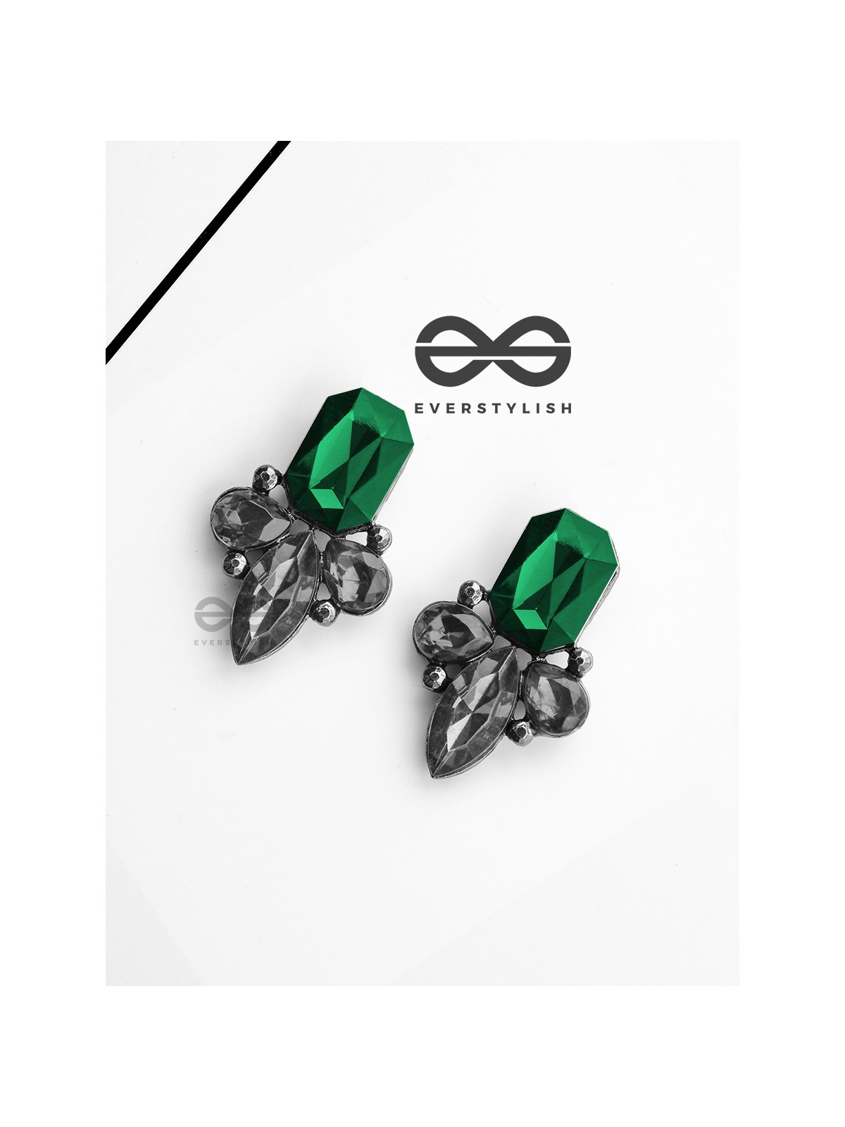 The Elegant Embellished Green Studs