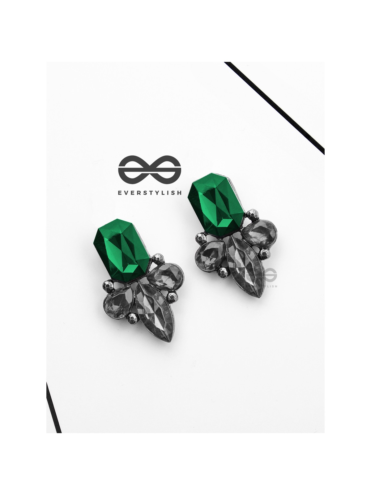 The Elegant Embellished Green Studs