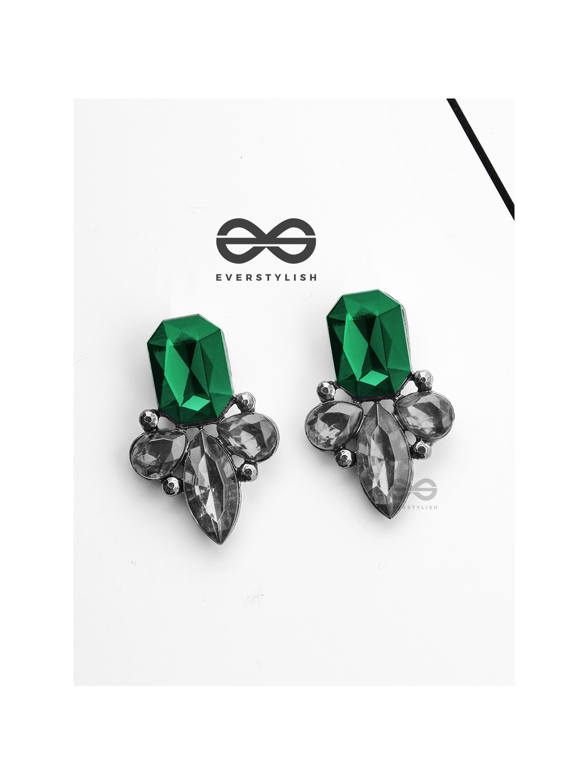 The Elegant Embellished Green Studs
