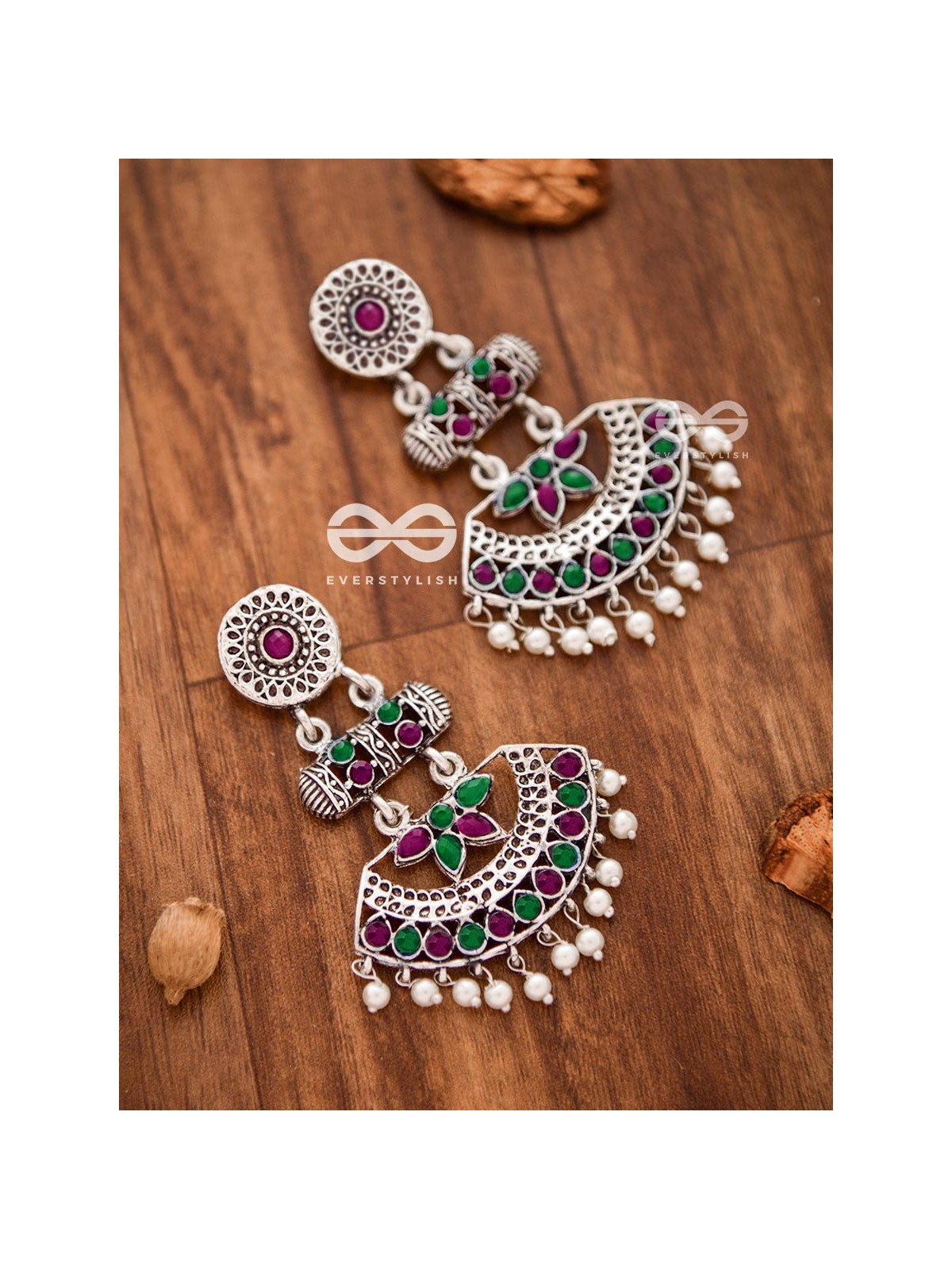 The Bohemian Elegance (Ruby-Emerald) - Embellished Oxidised Collection