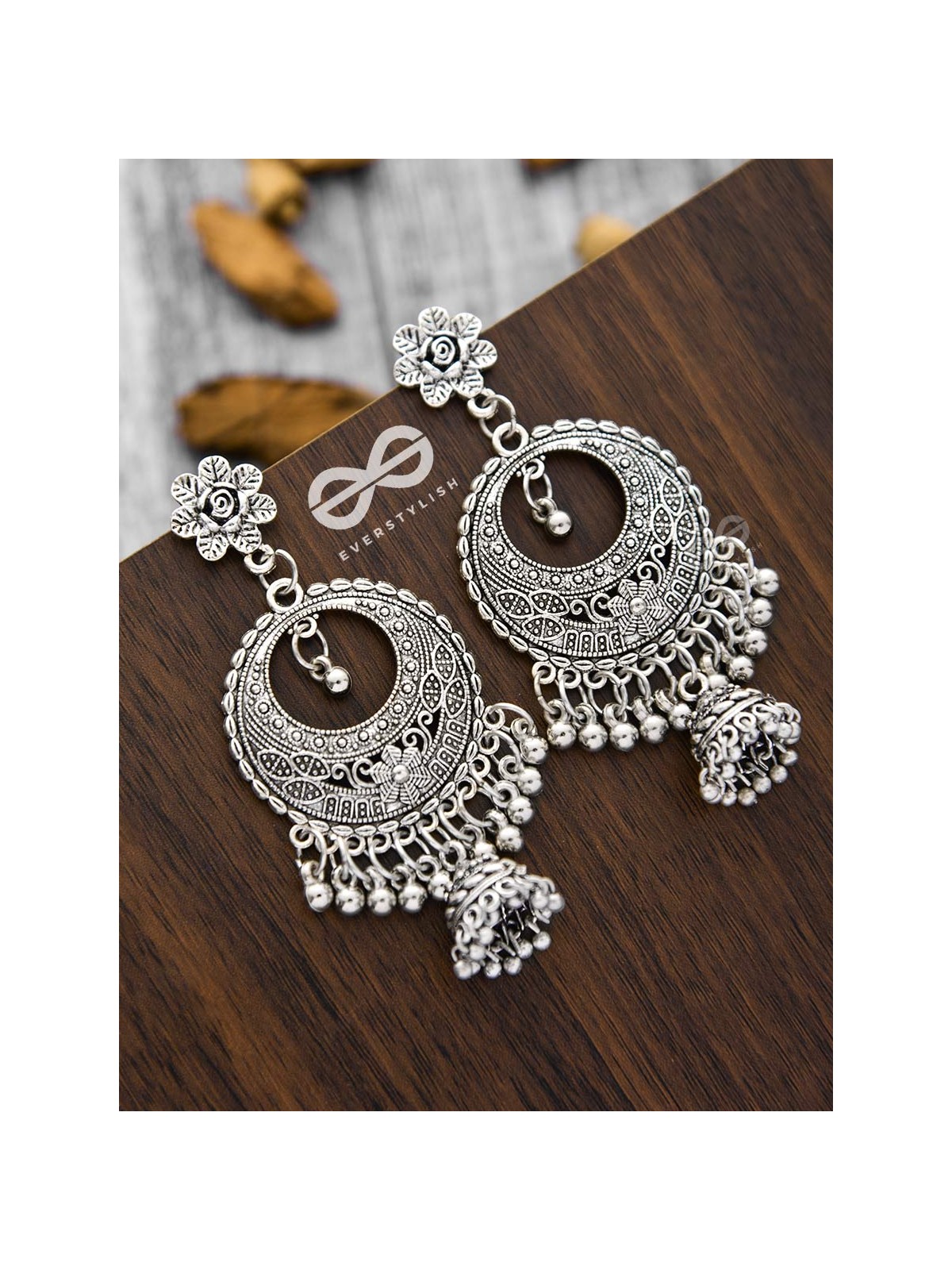 The Intricate Boho Artwork Jhumkas - Oxidised Boho Earrings