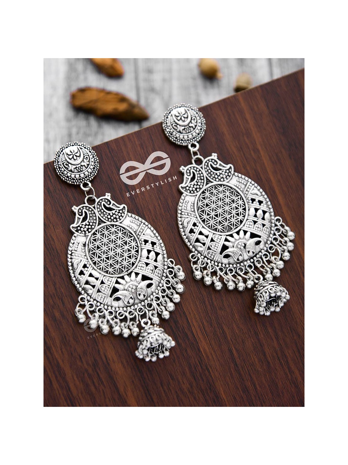 The Vintage Artsy Layered Jhumkis - Oxidised Boho Earrings