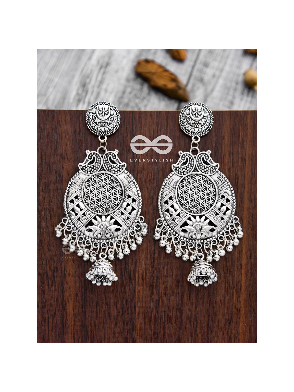 The Vintage Artsy Layered Jhumkis - Oxidised Boho Earrings