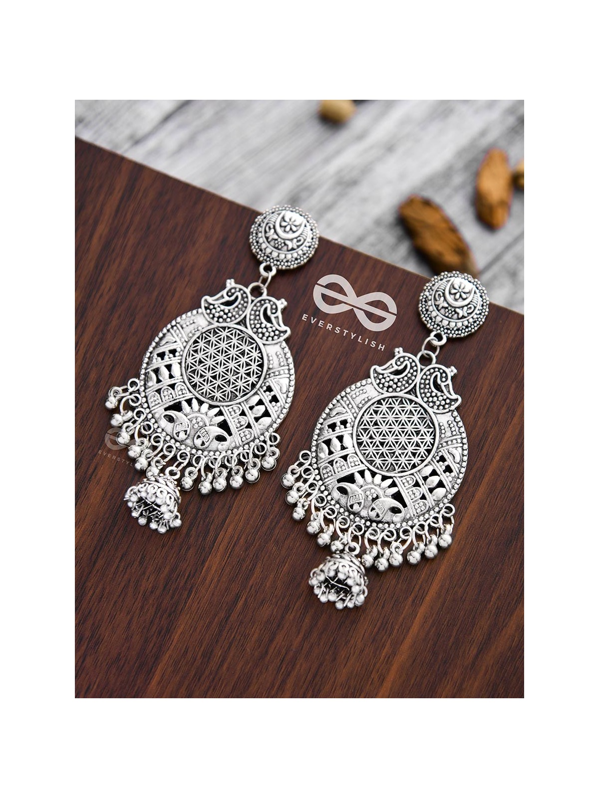 The Vintage Artsy Layered Jhumkis - Oxidised Boho Earrings