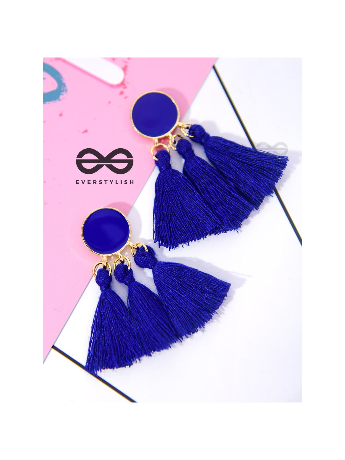 The ColourSplash Delight - Royal Blue Tasseled Earrings
