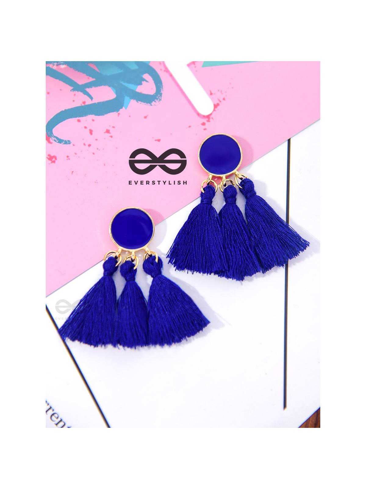 The ColourSplash Delight - Royal Blue Tasseled Earrings