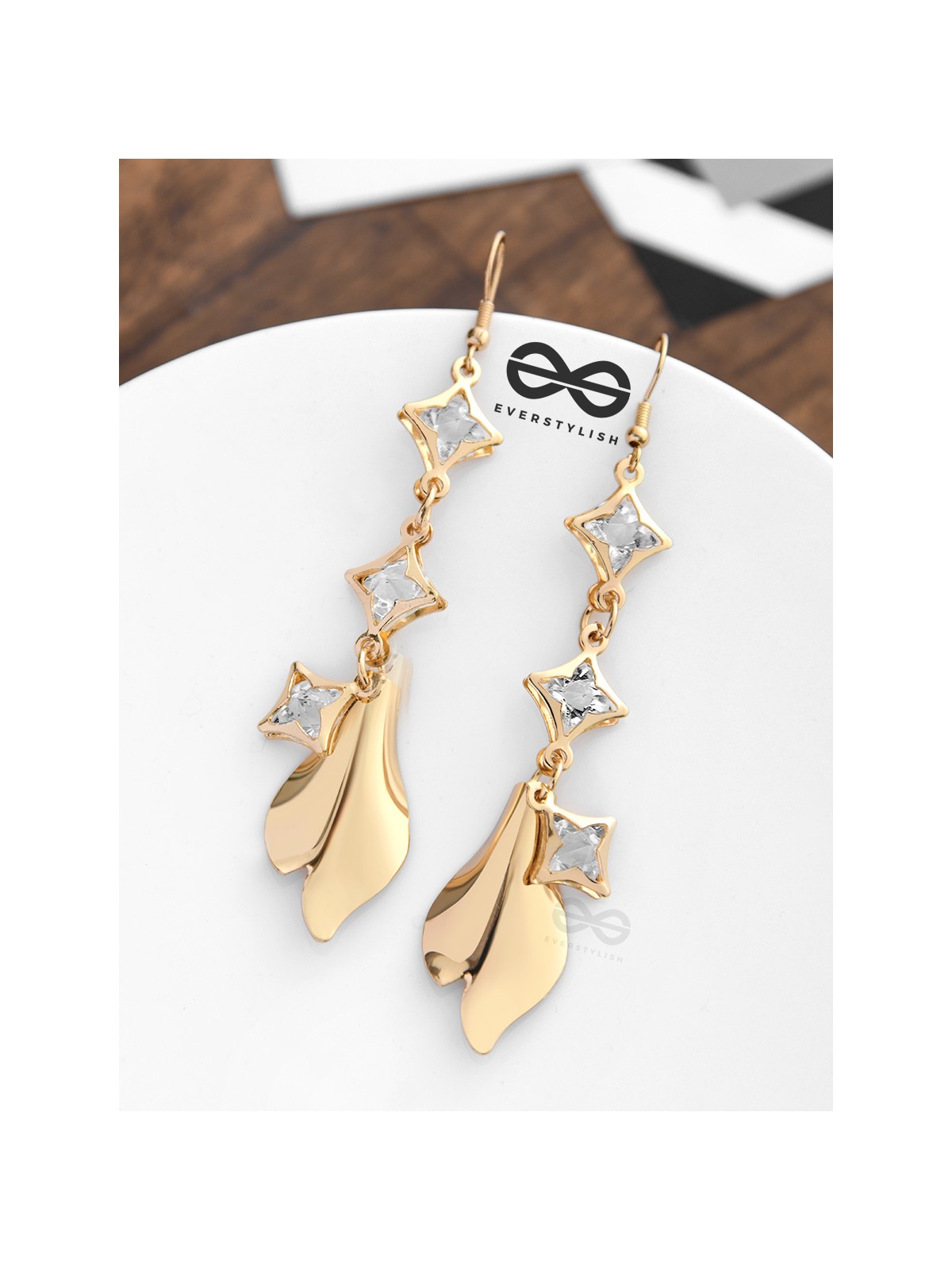 The Geometric Shimmery Danglers - The Golden Charm Collection