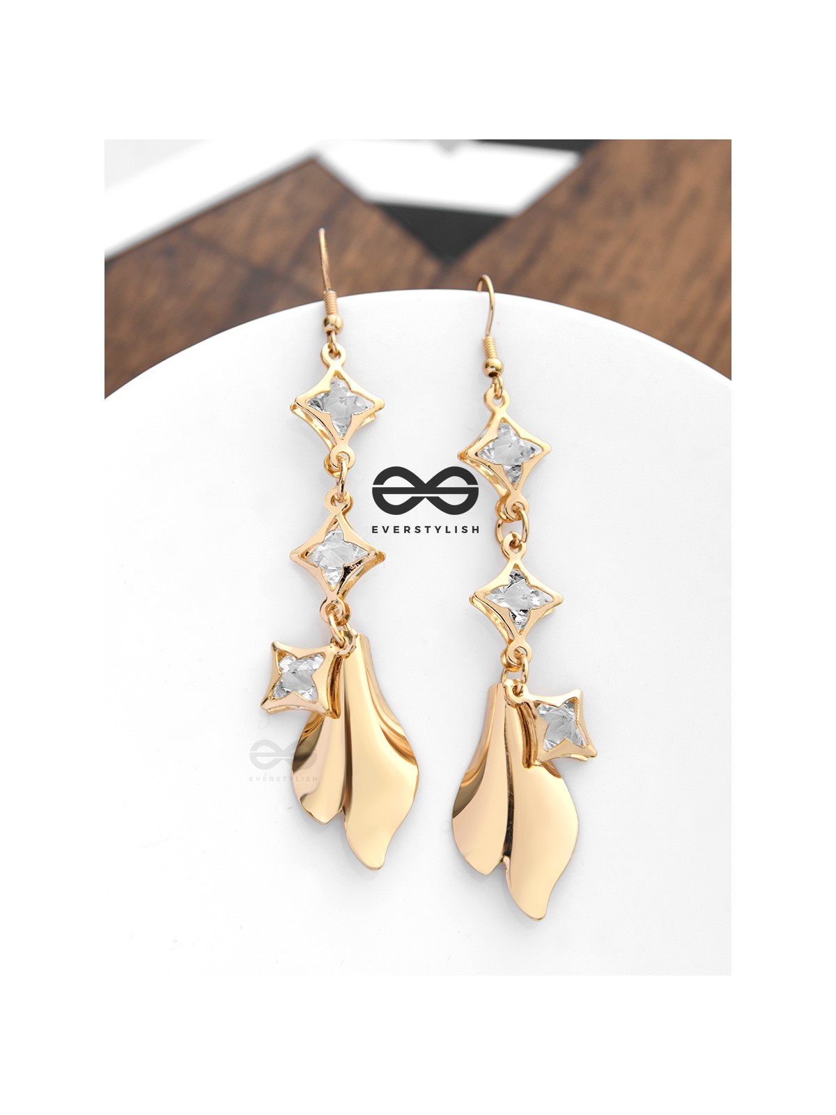 The Geometric Shimmery Danglers - The Golden Charm Collection