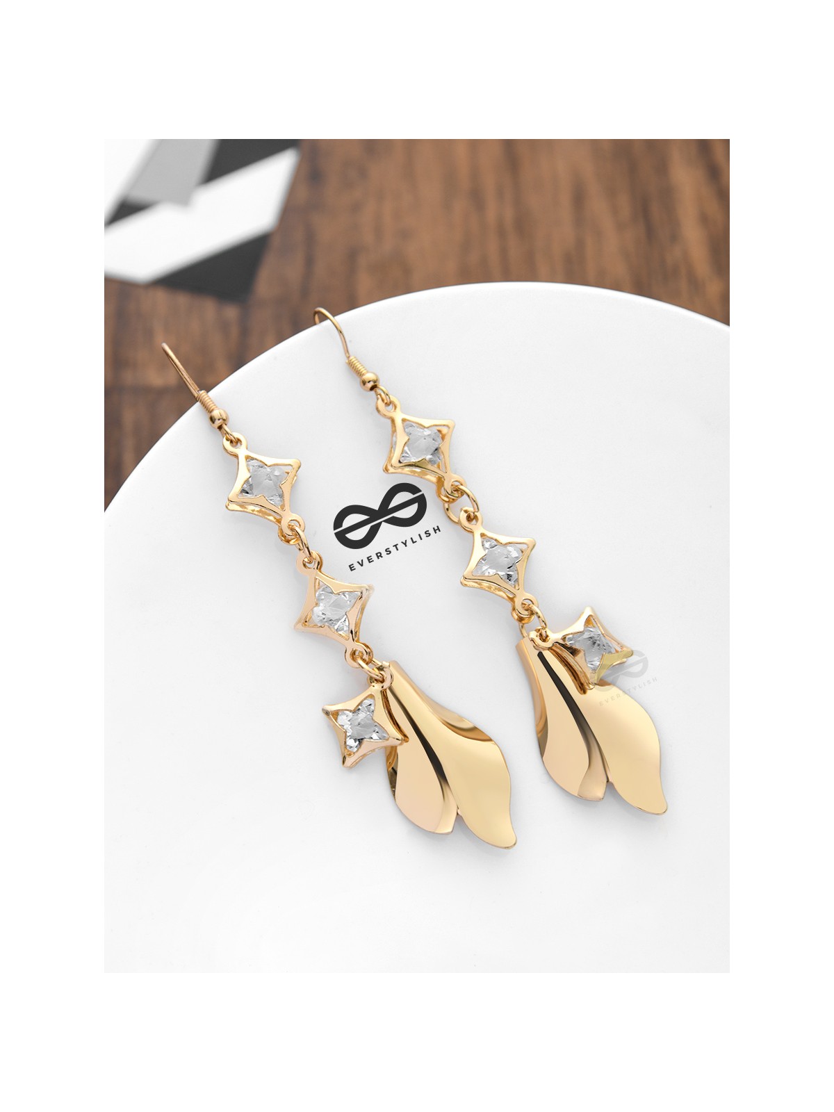 The Geometric Shimmery Danglers - The Golden Charm Collection