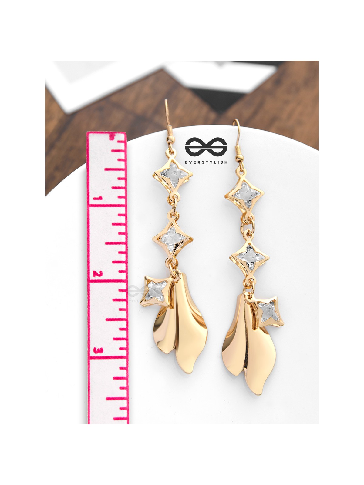 The Geometric Shimmery Danglers - The Golden Charm Collection