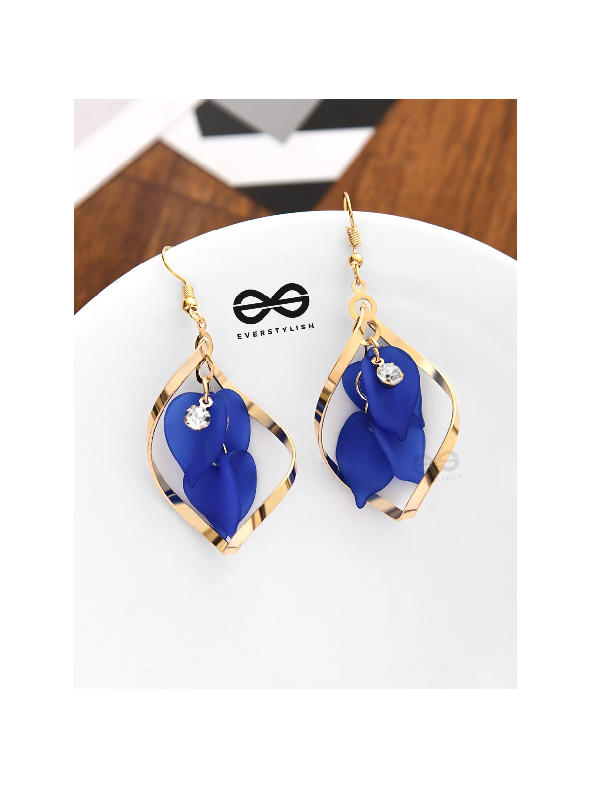 A Twisty Tale - Golden Casual Danglers (Royal Blue)