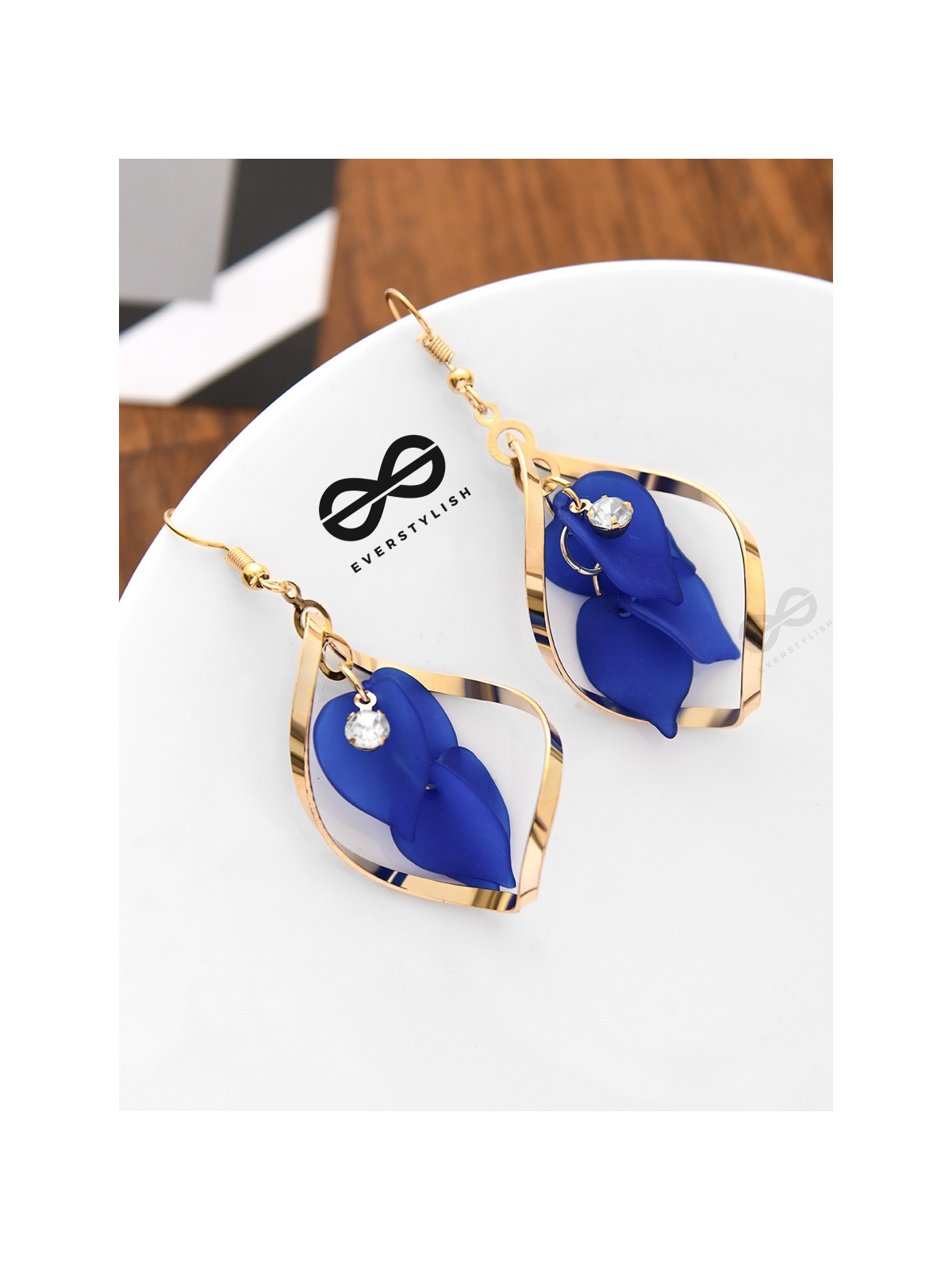 A Twisty Tale - Golden Casual Danglers (Royal Blue)