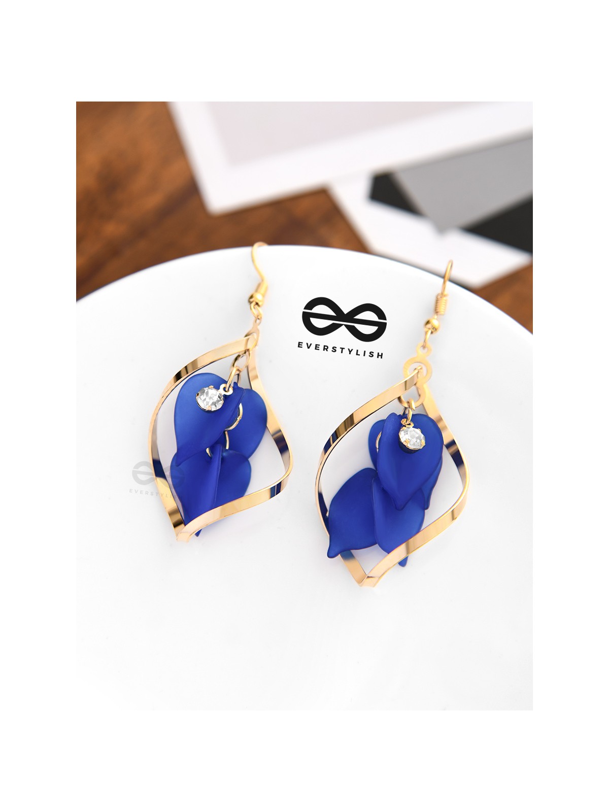A Twisty Tale - Golden Casual Danglers (Royal Blue)
