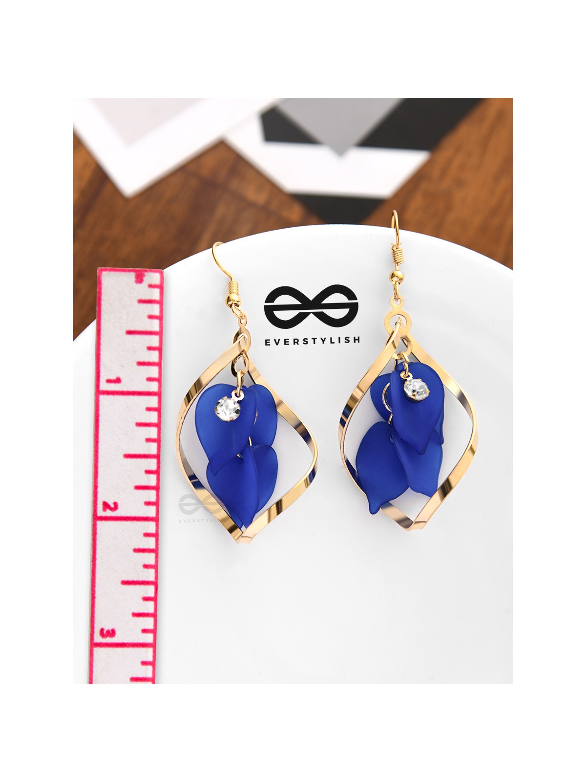 A Twisty Tale - Golden Casual Danglers (Royal Blue)