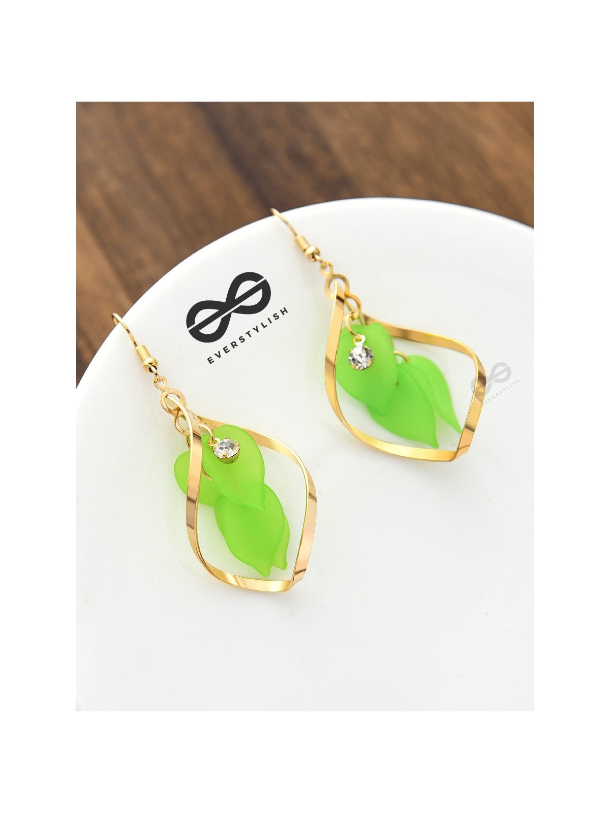 The Petals in a Twist (Neon Green) - Golden Casual Danglers
